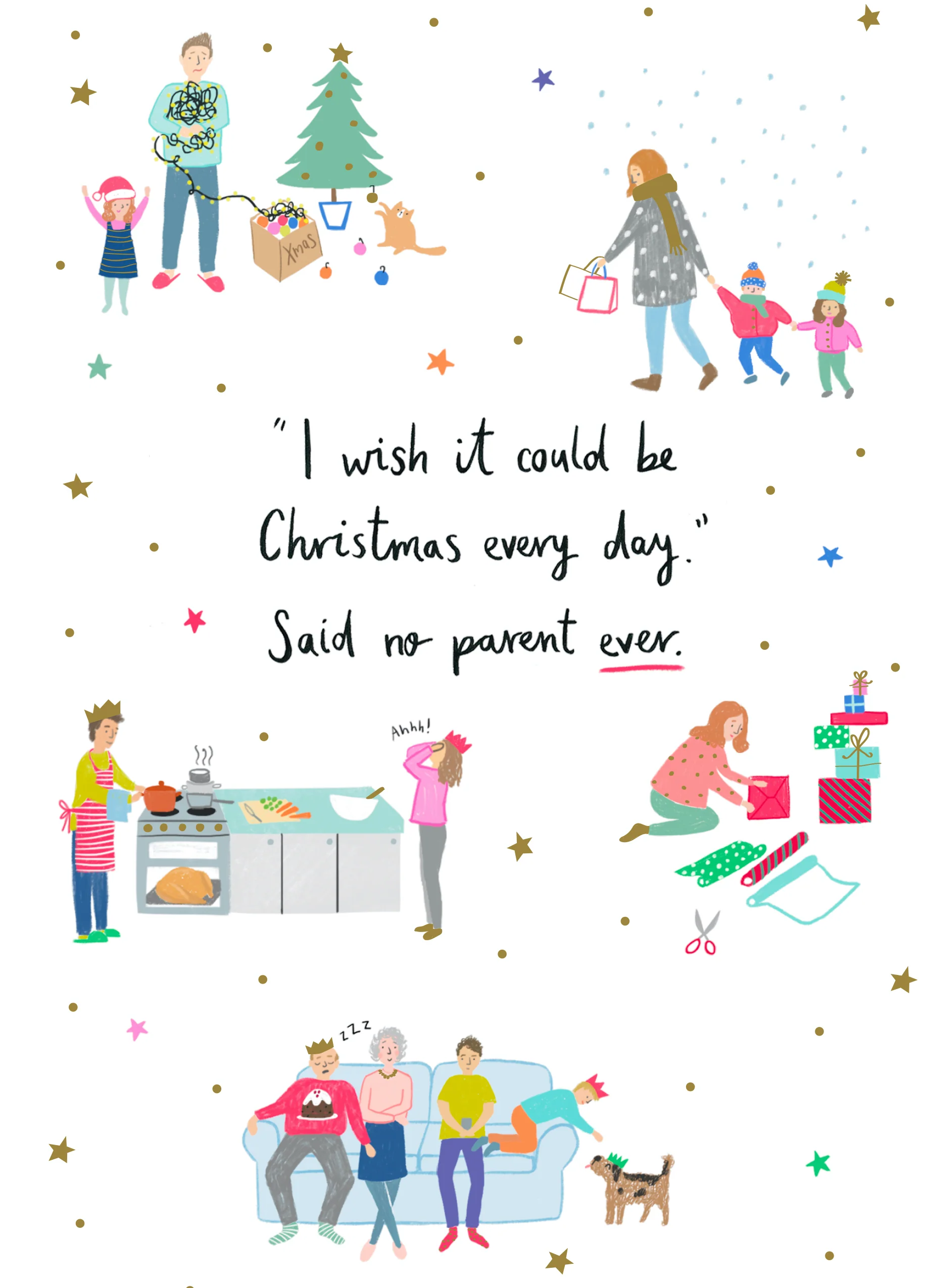 Personalised Wish It Could Be Christmas Family Card