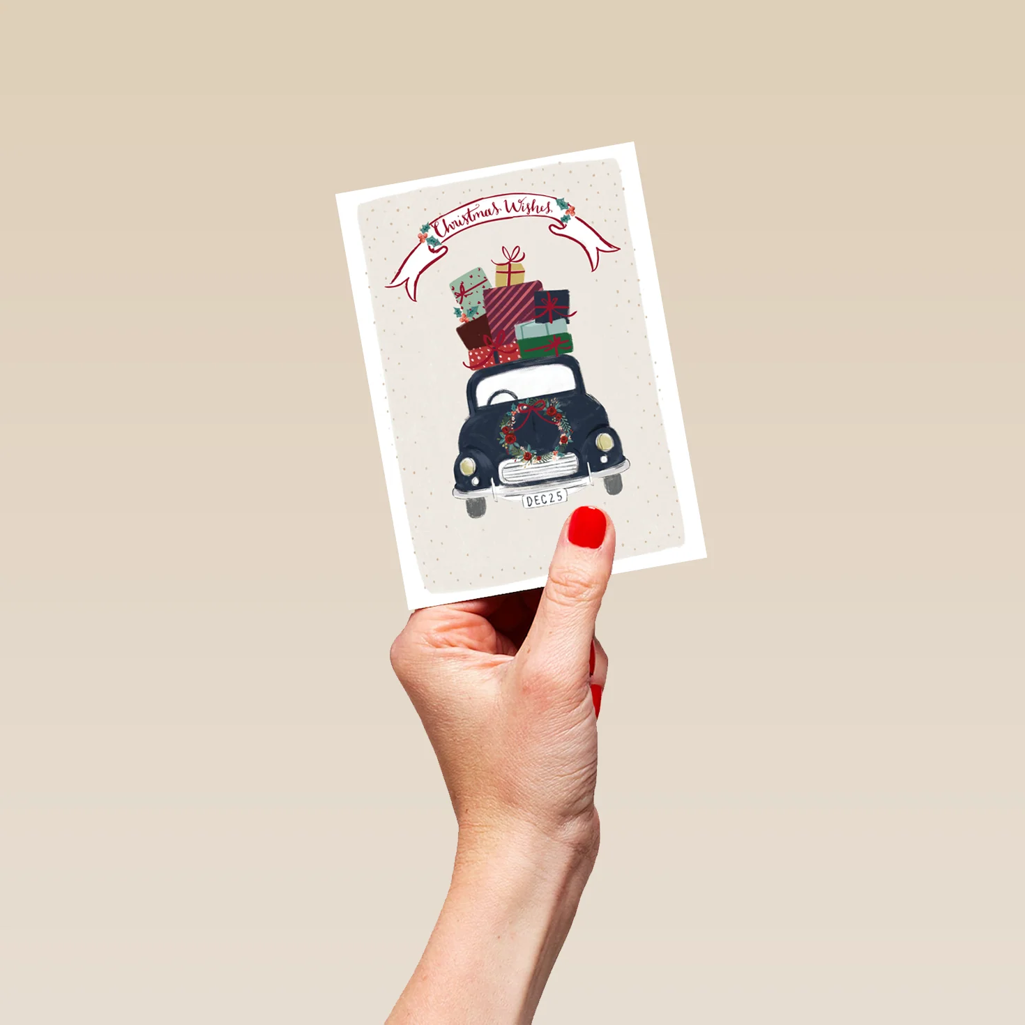 Personalised Wishes Car And Presents Christmas Card - Image 4
