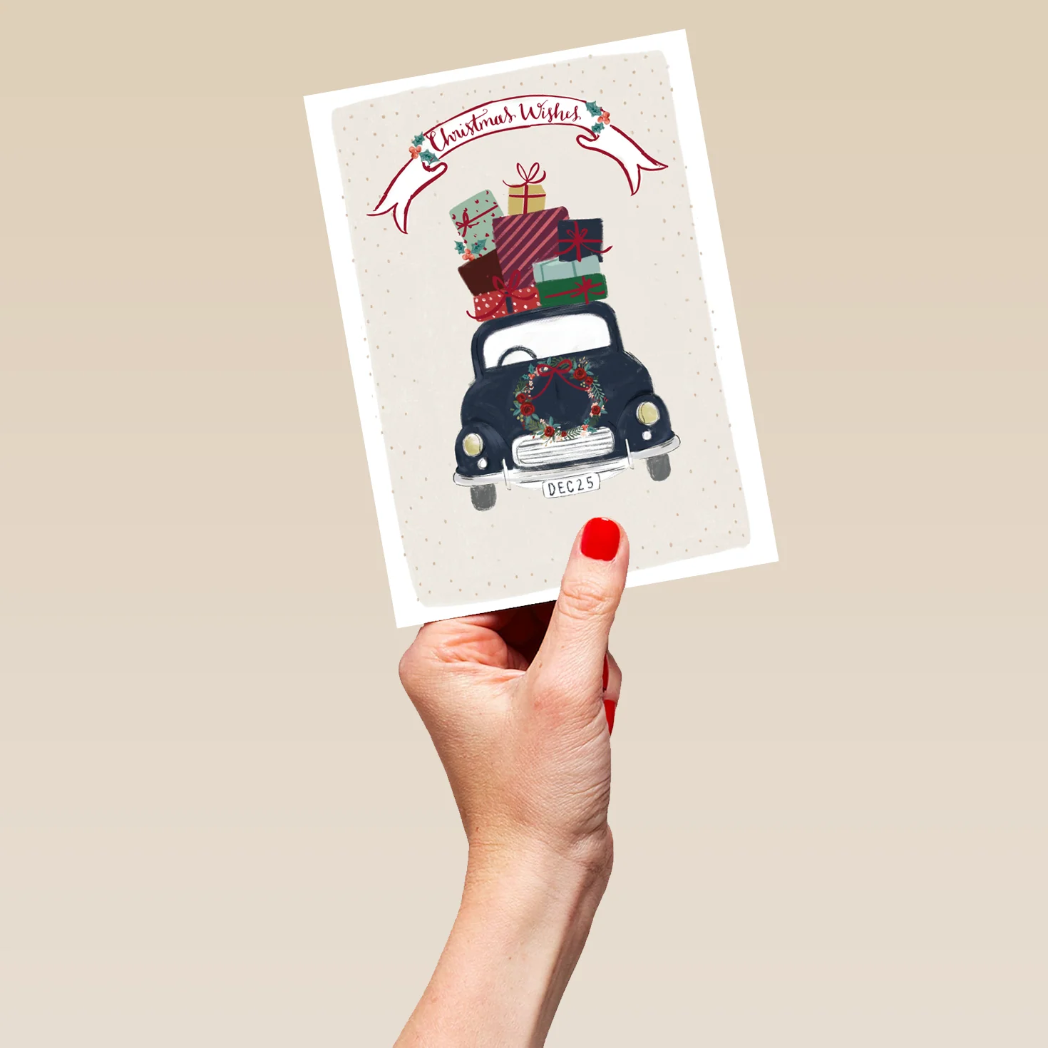 Personalised Wishes Car And Presents Christmas Card - Image 5