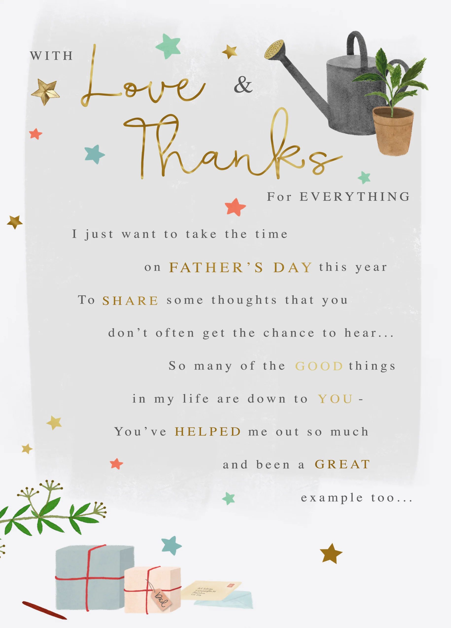 Personalised 'With Love & Thanks' Heartfelt Verse Father's Day Card