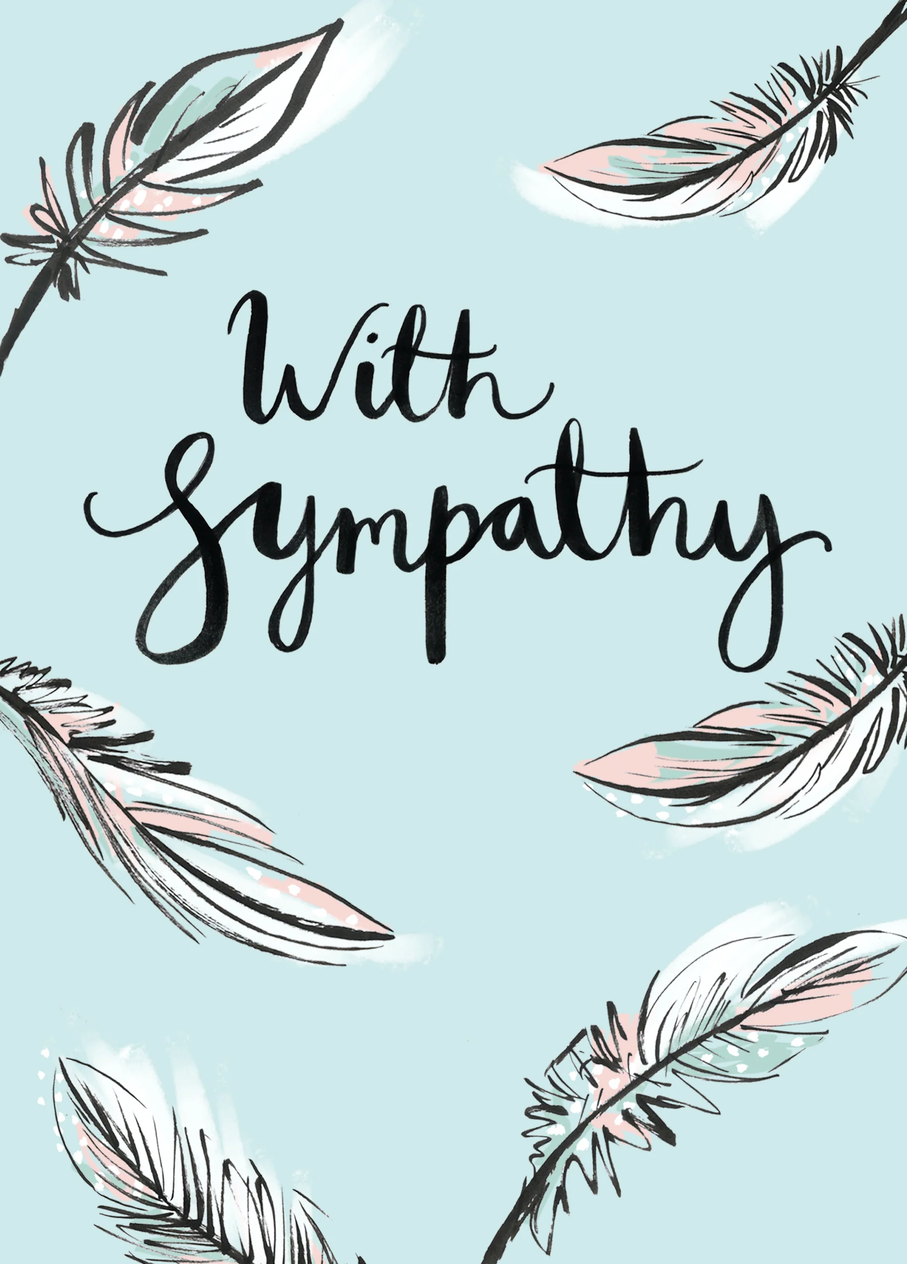 Personalised With Sympathy Blue Feathers Card
