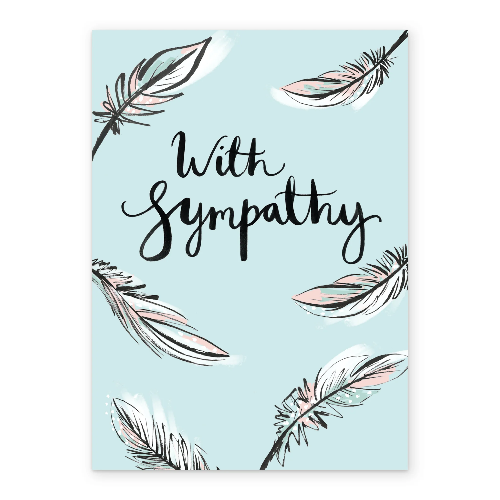 Personalised With Sympathy Blue Feathers Card - Image 2