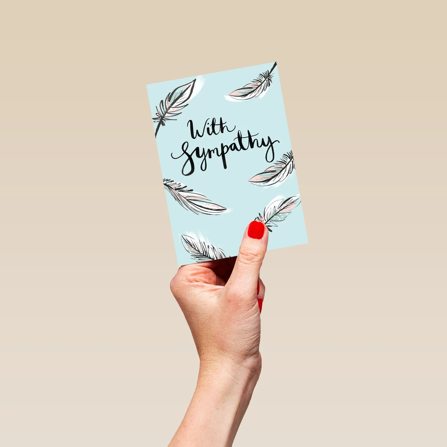 Personalised With Sympathy Blue Feathers Card - Image 4
