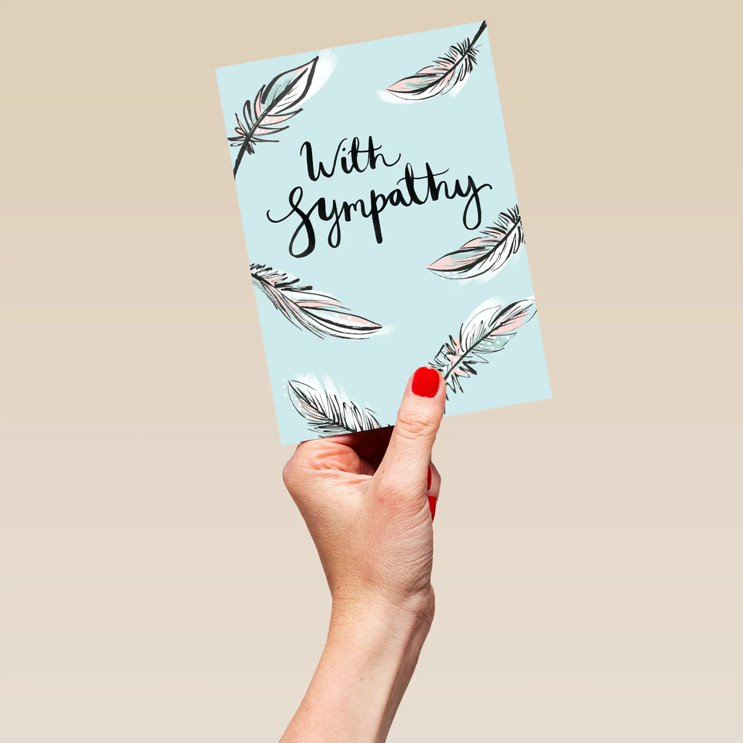 Personalised With Sympathy Blue Feathers Card - Image 5