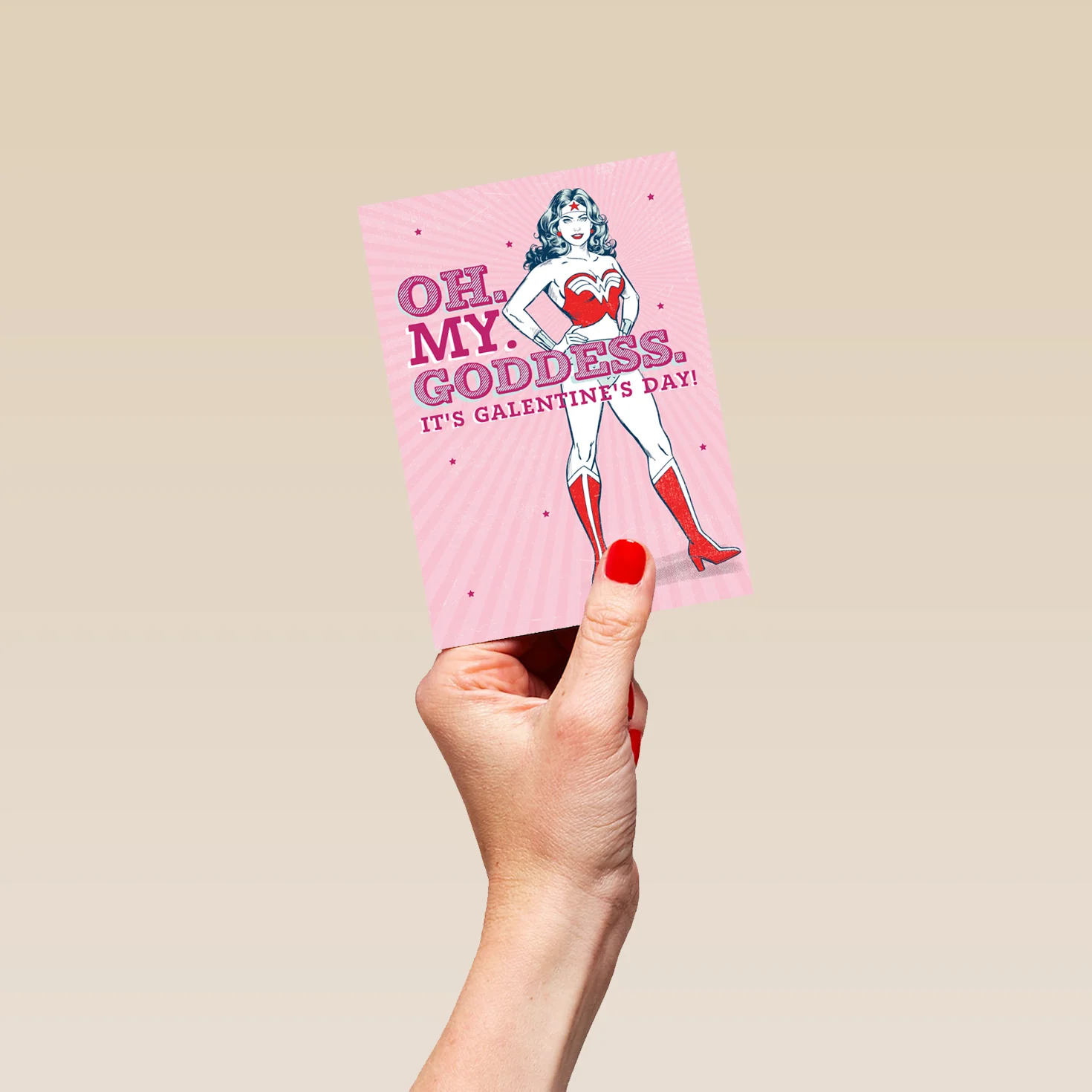 Personalised Wonder Woman Oh My Goddess Galentine's Day Card - Image 4