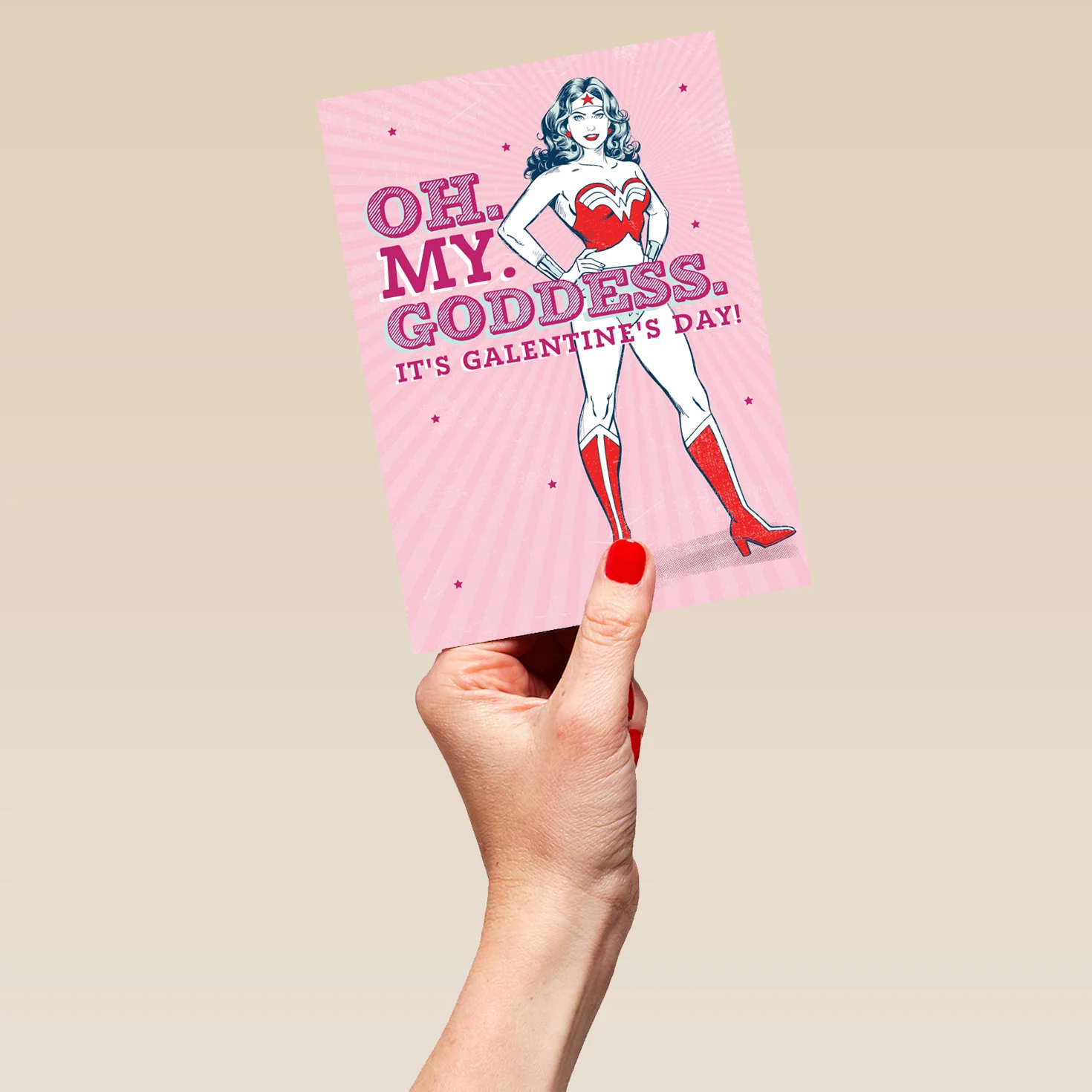 Personalised Wonder Woman Oh My Goddess Galentine's Day Card - Image 5