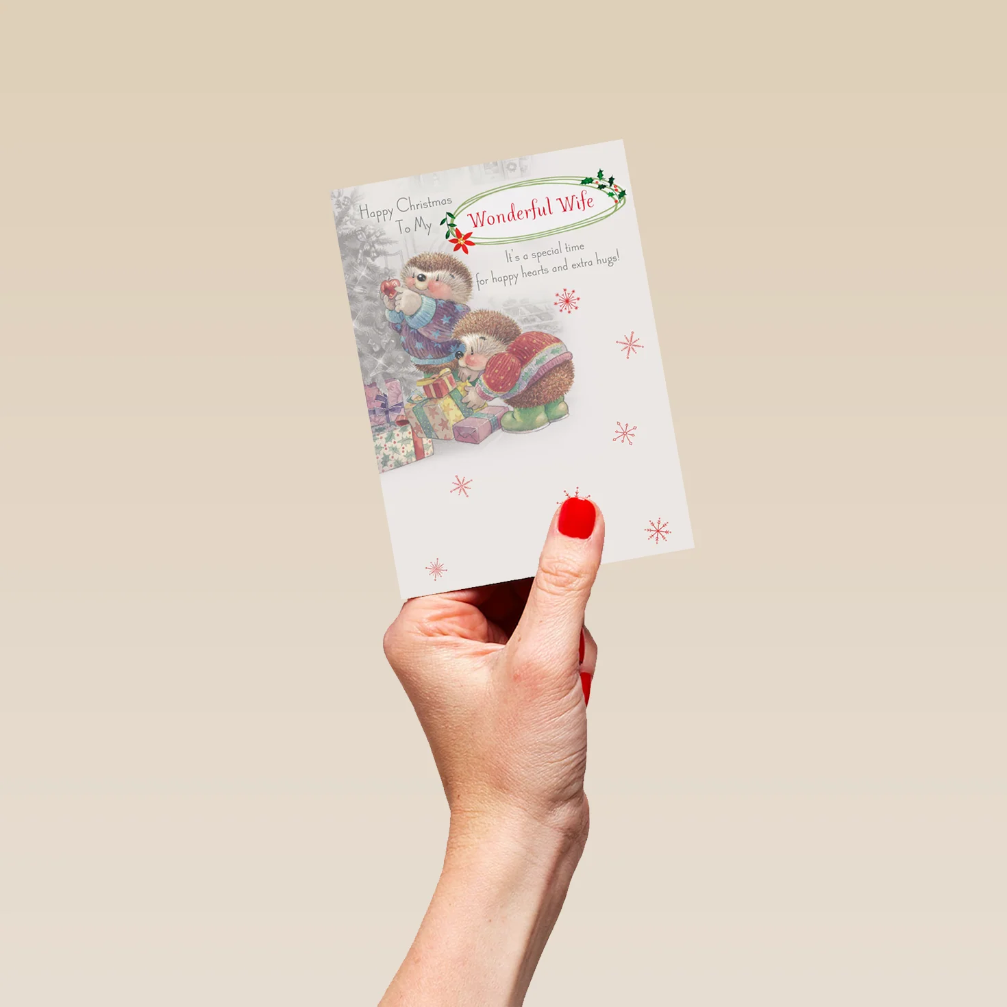 Personalised Wonderful Wife Hearts And Hugs Christmas Card - Image 4