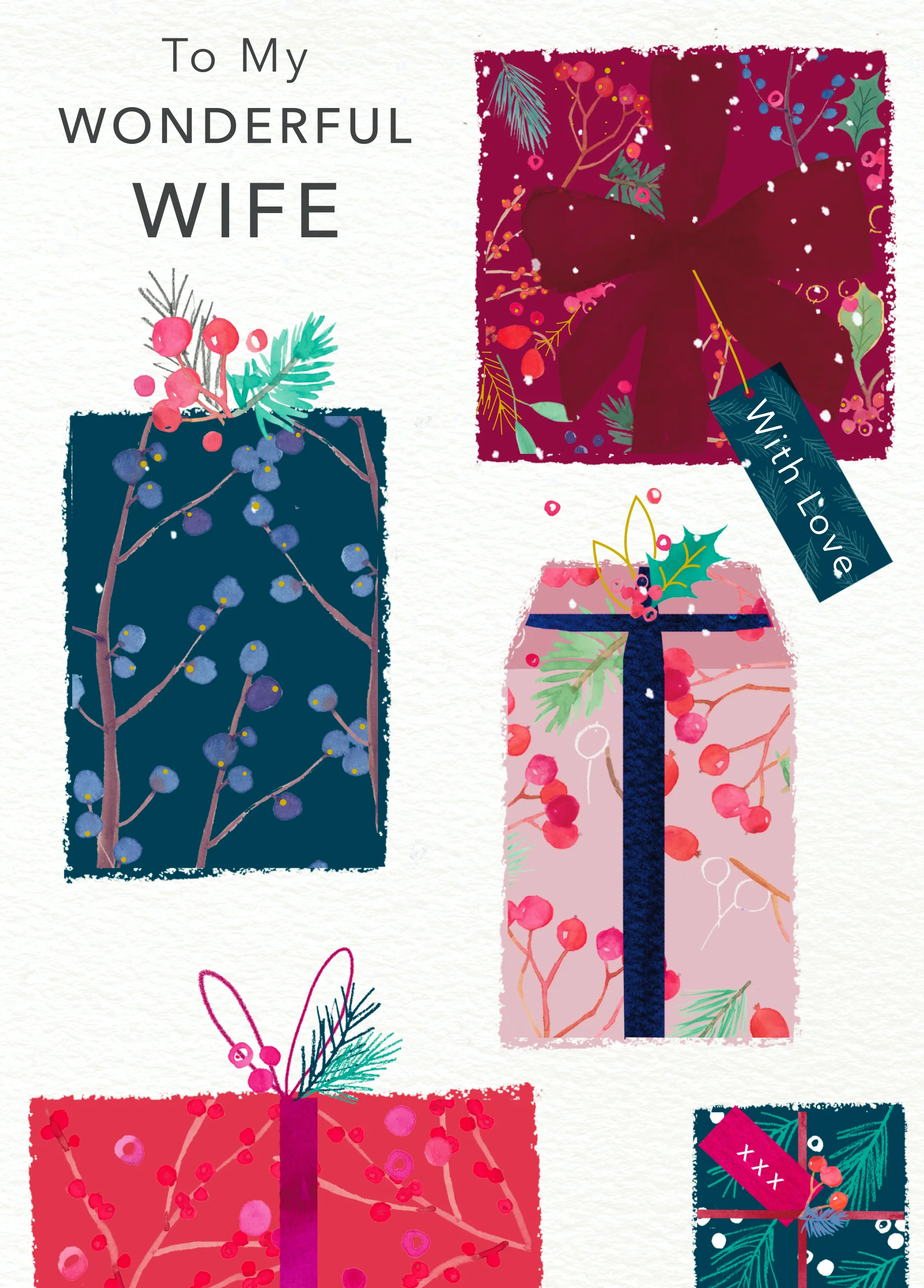 Personalised Wonderful Wife Presents Christmas Card