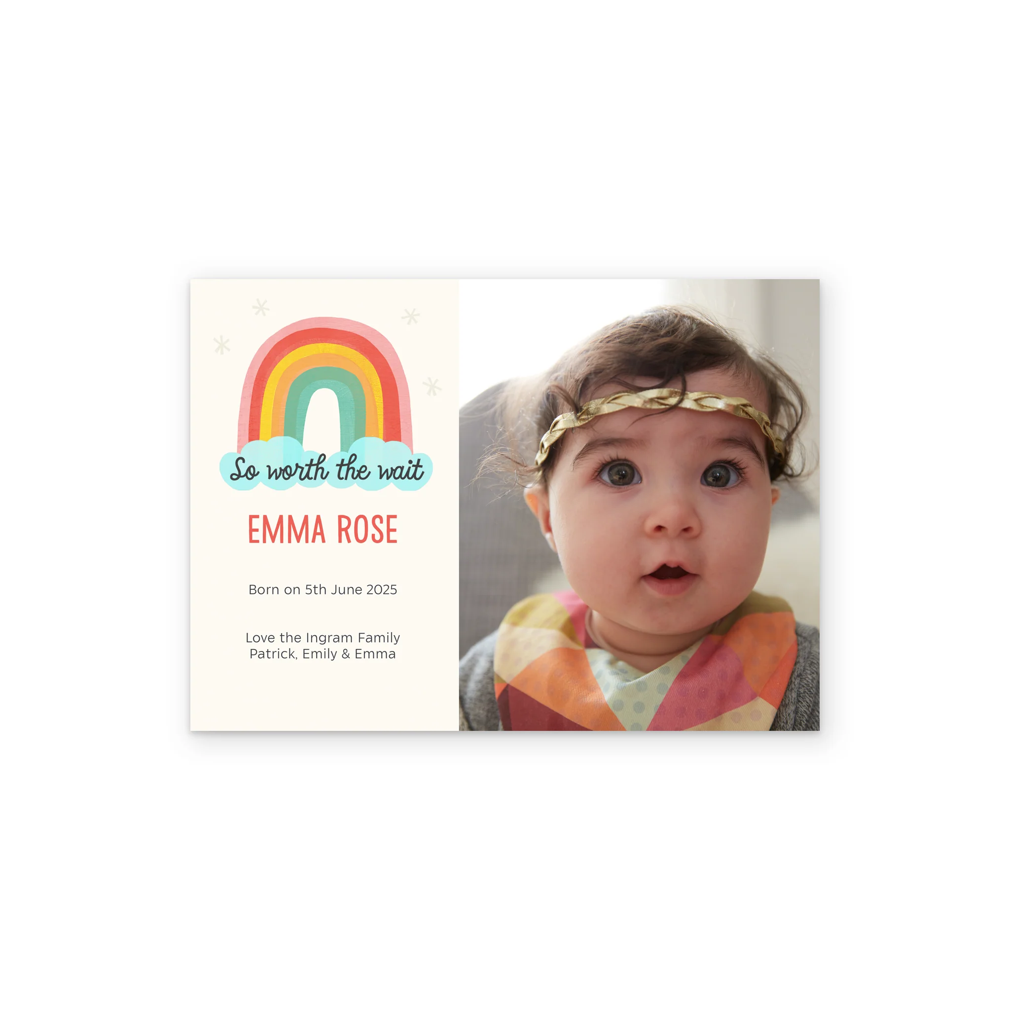 Personalised 'Worth the Wait' Photo Upload Baby Announcement Card - Image 2