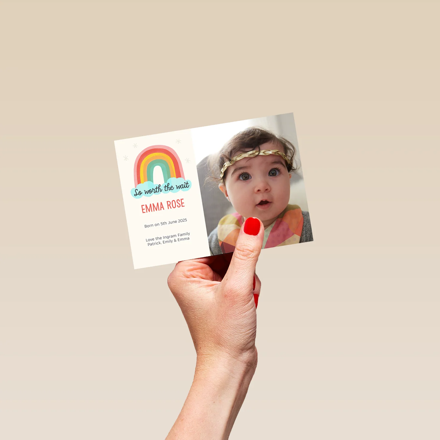 Personalised 'Worth the Wait' Photo Upload Baby Announcement Card - Image 4