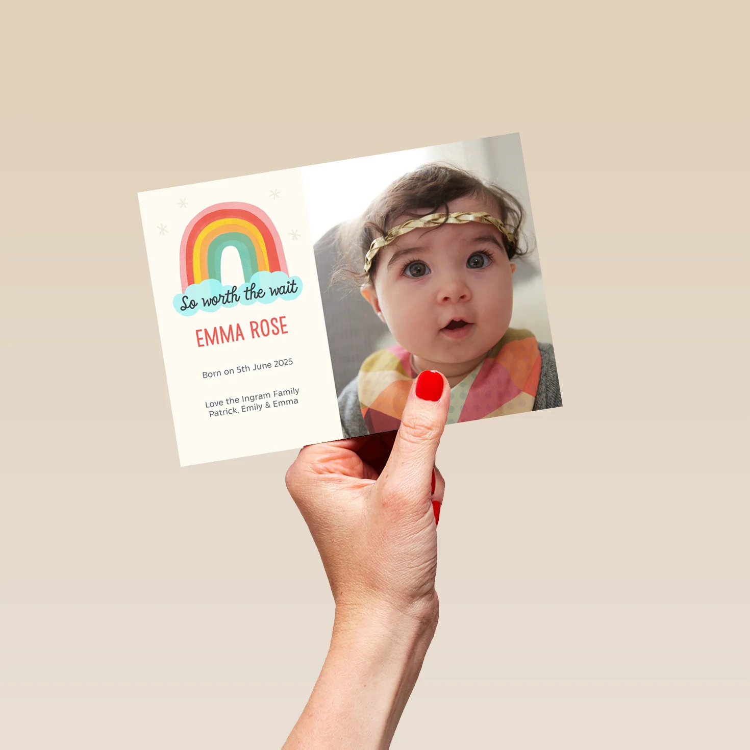 Personalised 'Worth the Wait' Photo Upload Baby Announcement Card - Image 5