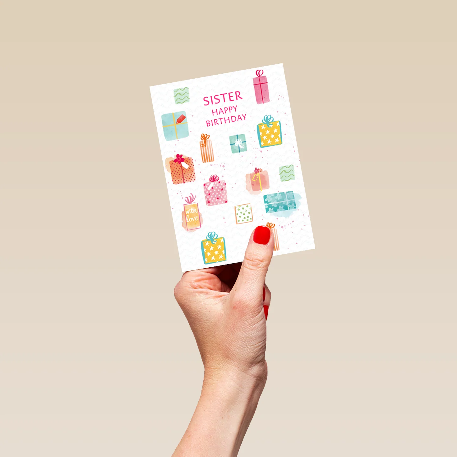 Personalised Wrapped Gifts Sister Birthday Card - Image 4