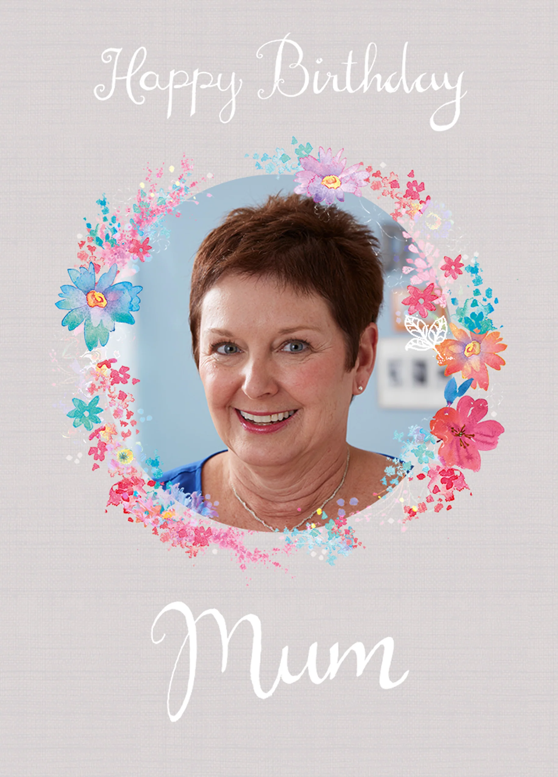 Personalised Wreath Frame For Mum Photo Birthday Card