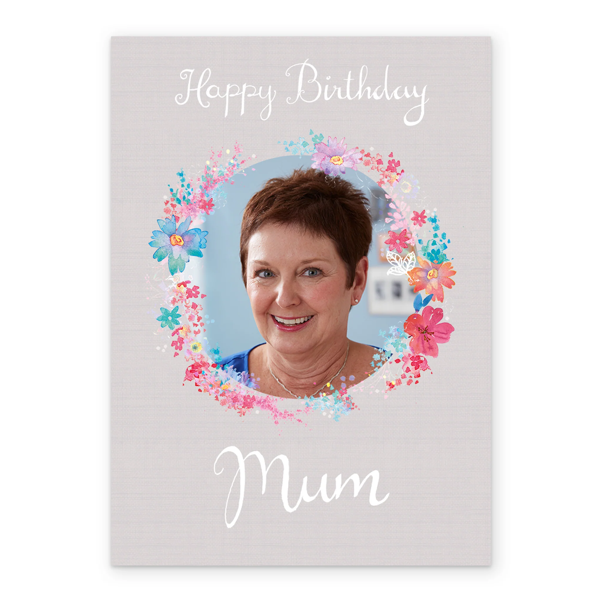 Personalised Wreath Frame For Mum Photo Birthday Card - Image 2