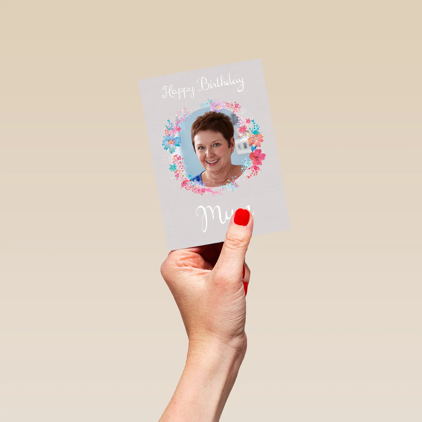 Personalised Wreath Frame For Mum Photo Birthday Card - Image 4