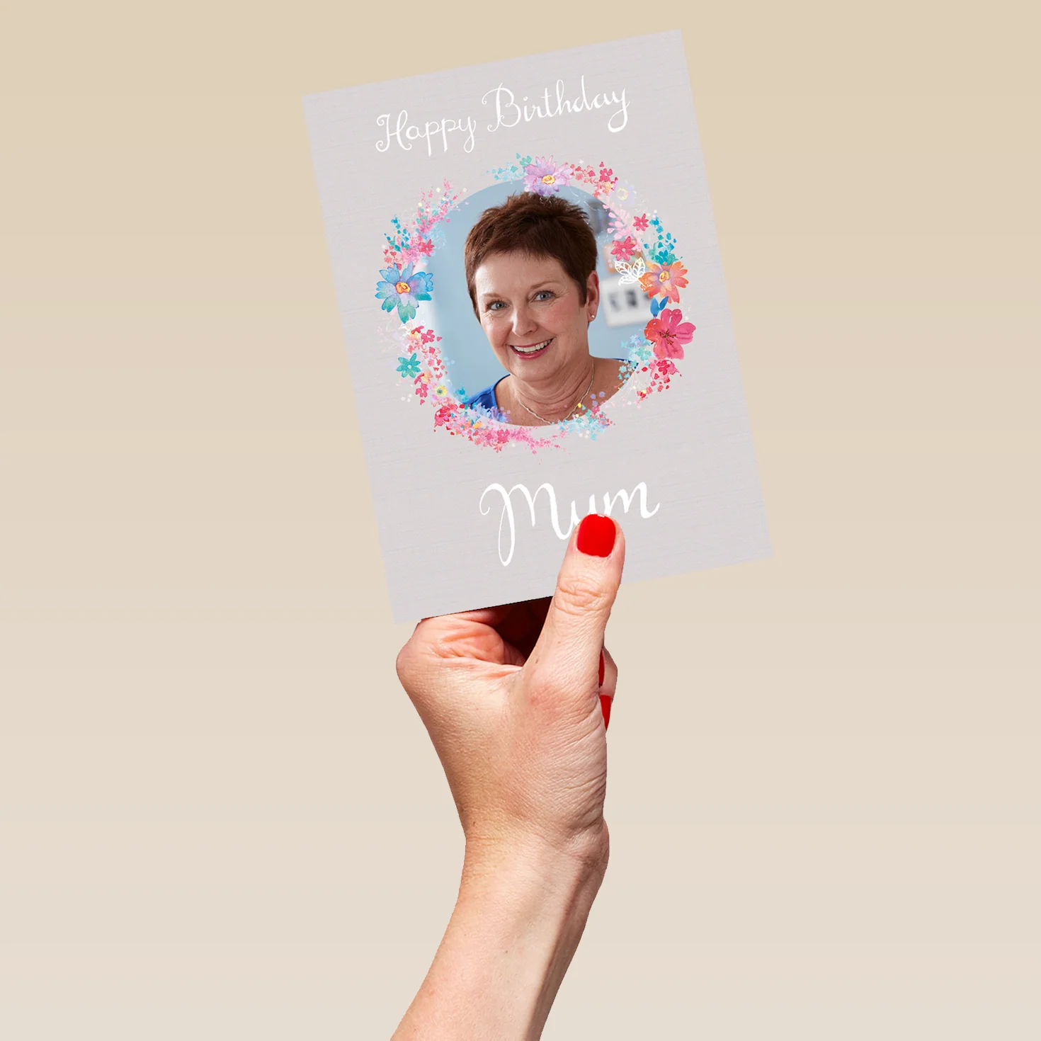 Personalised Wreath Frame For Mum Photo Birthday Card - Image 5