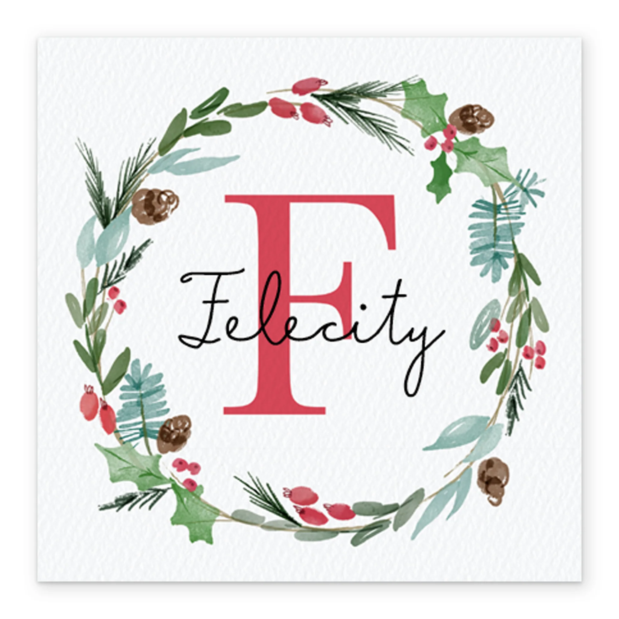 Personalised Wreath Monogram Letter F Christmas Card - Image 2