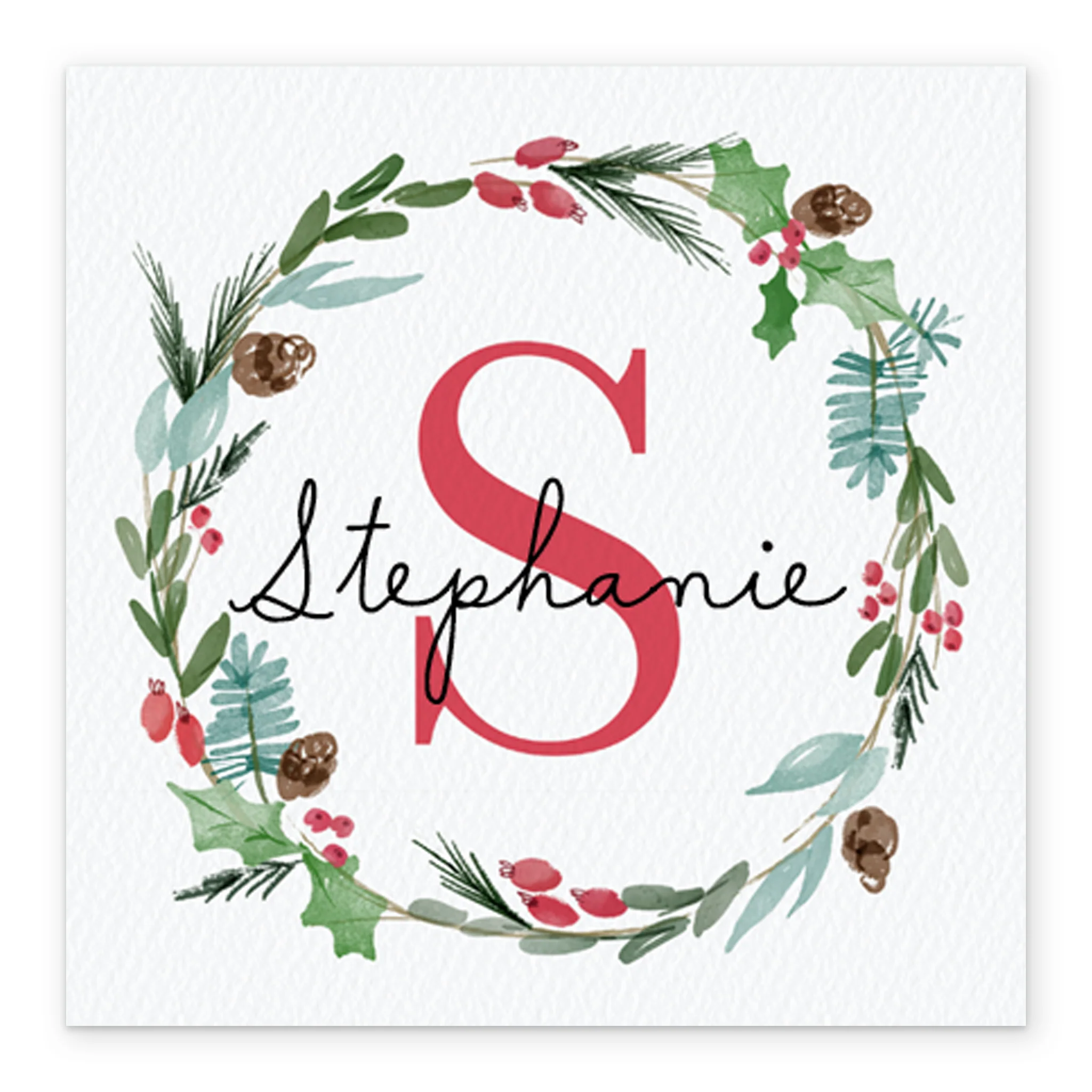 Personalised Wreath Monogram Letter S Christmas Card - Image 2