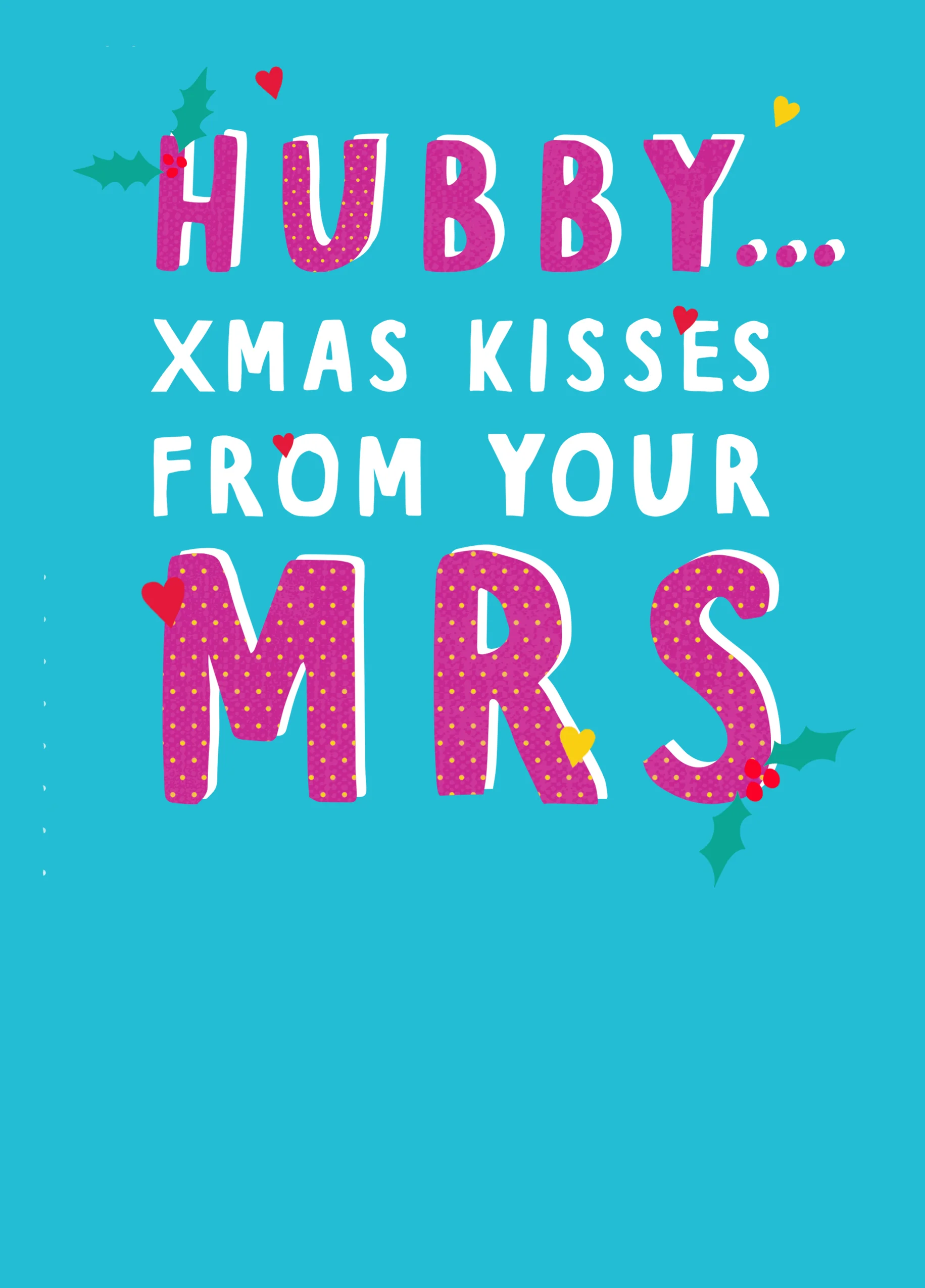 Personalised Xmas Kisses For Husband Christmas Card
