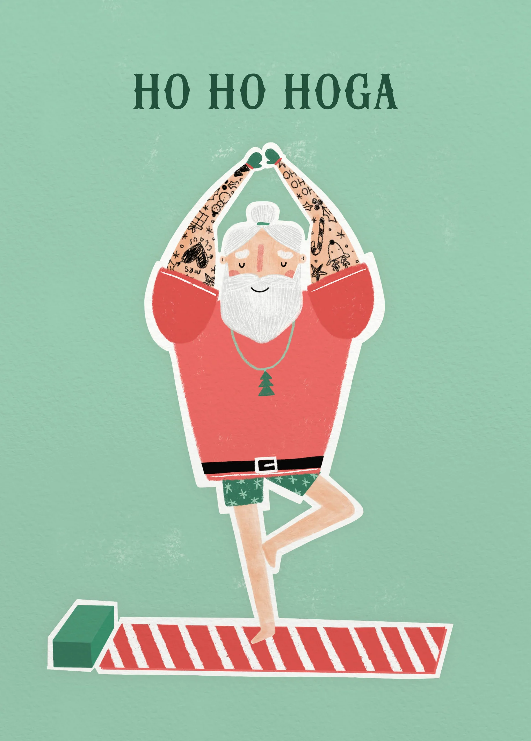 Personalised Yoga Santa Christmas Card