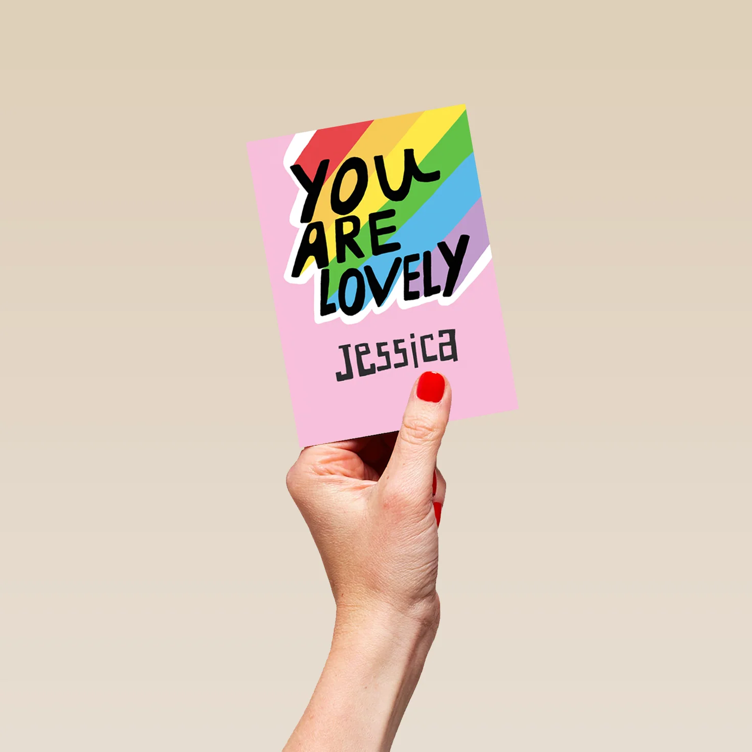 Personalised You Are Lovely Rainbow Card For Wife - Image 4