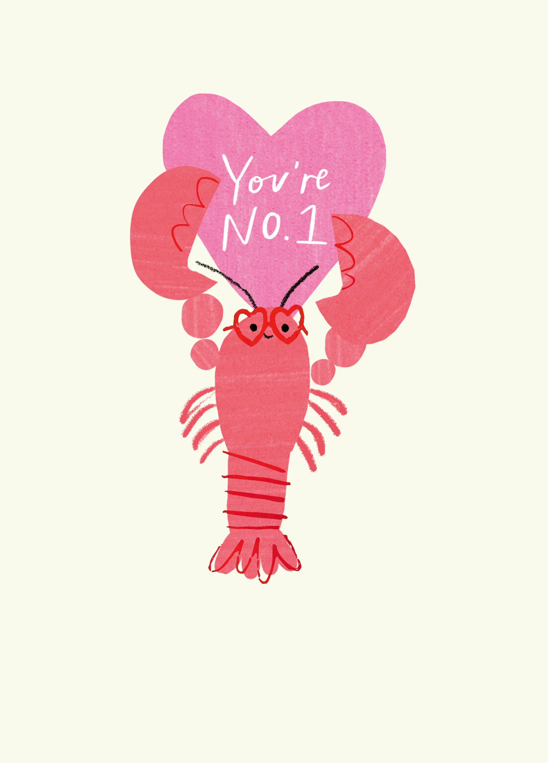 Personalised 'You're No. 1' Pink Lobster Anniversary Card
