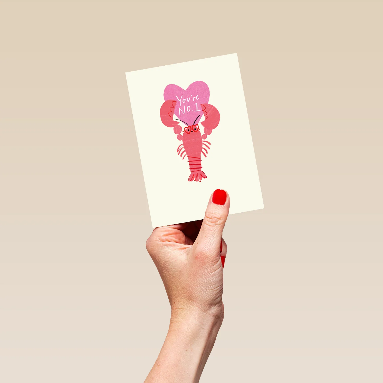 Personalised 'You're No. 1' Pink Lobster Anniversary Card - Image 4