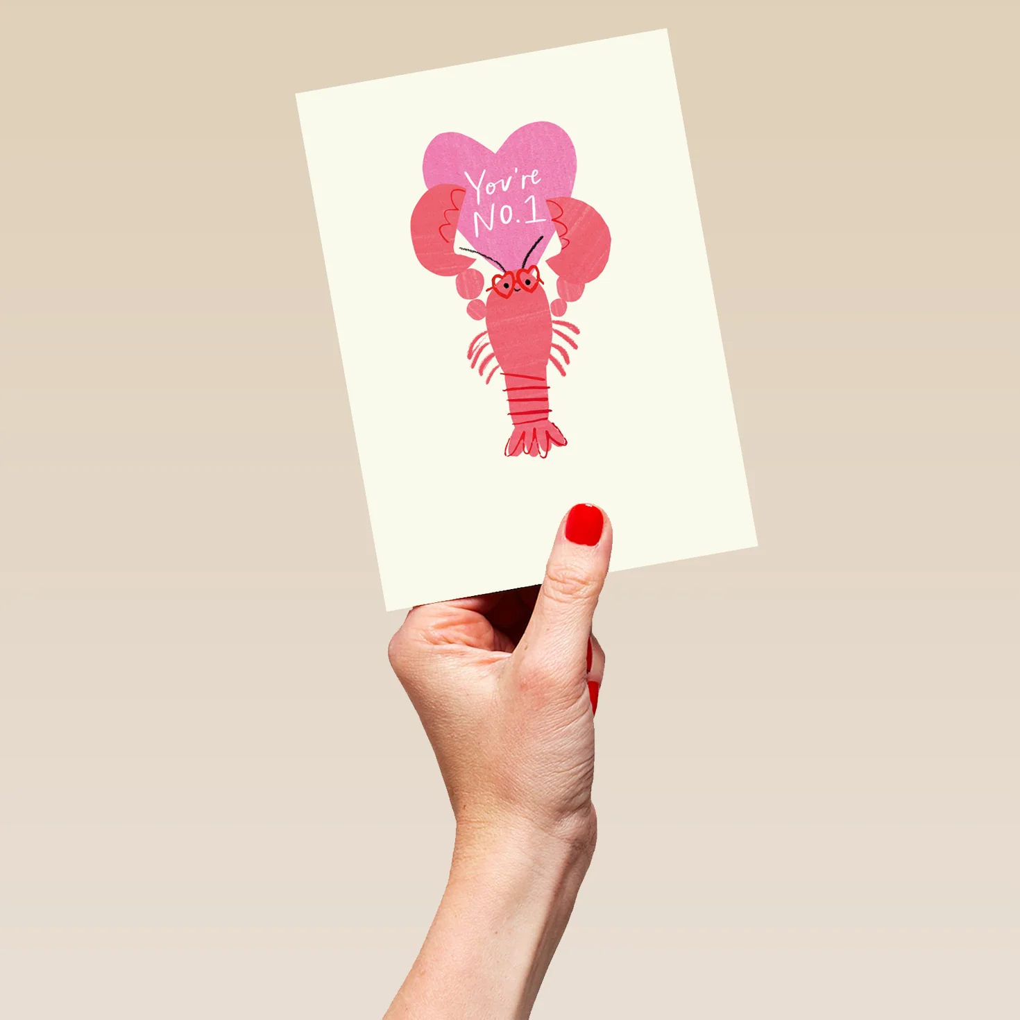 Personalised 'You're No. 1' Pink Lobster Anniversary Card - Image 5
