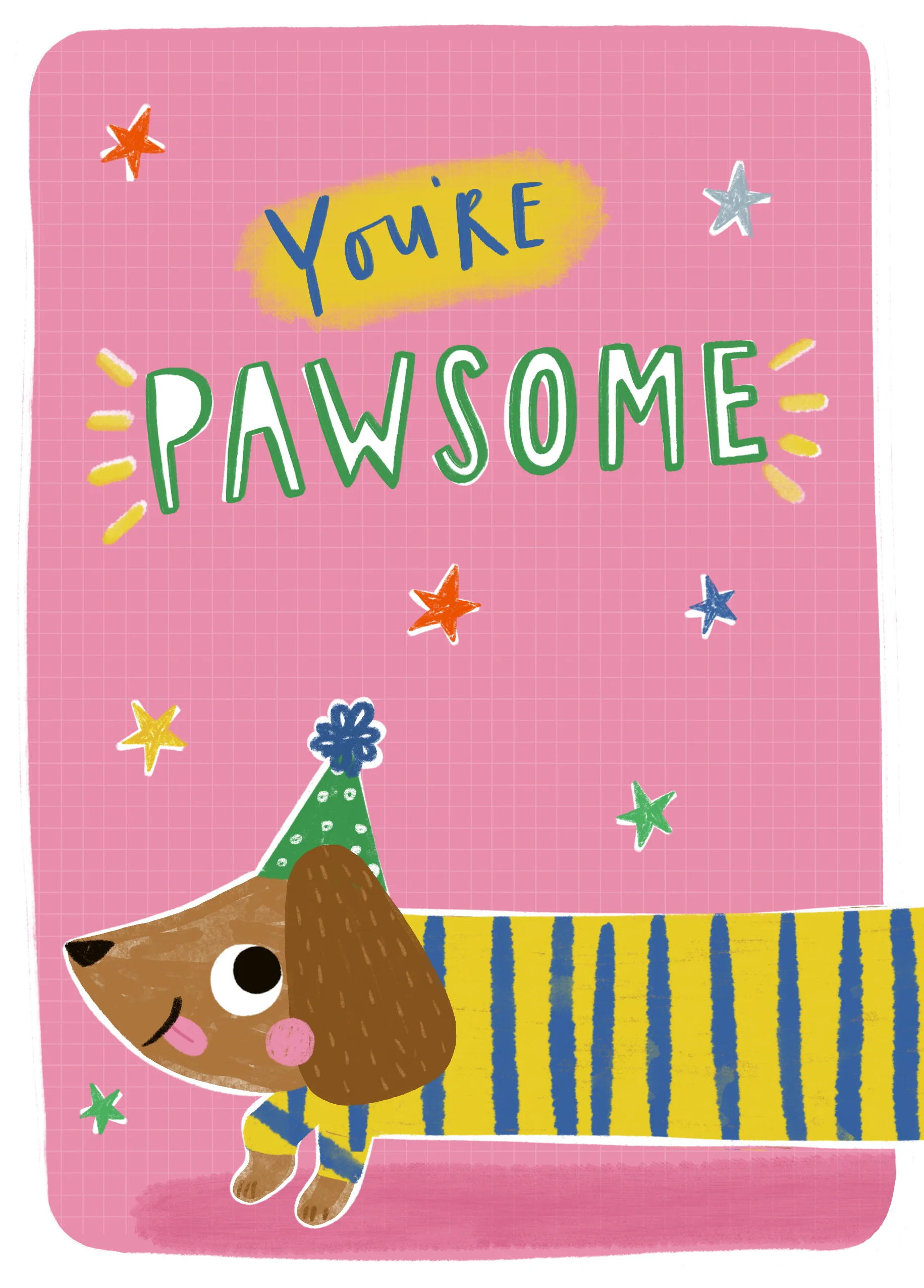 Personalised You're Pawsome Cute Dog Kids Birthday Card