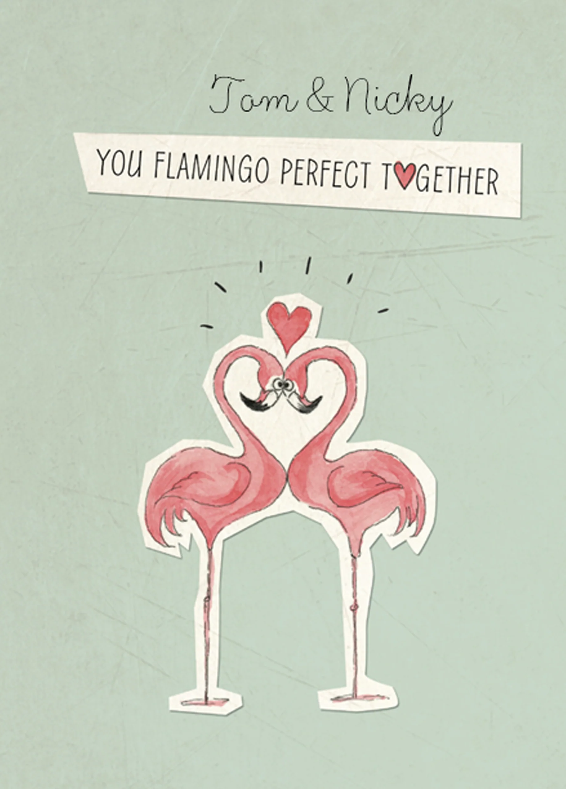 Personalised You're Perfect Together Flamingo Engagement Card