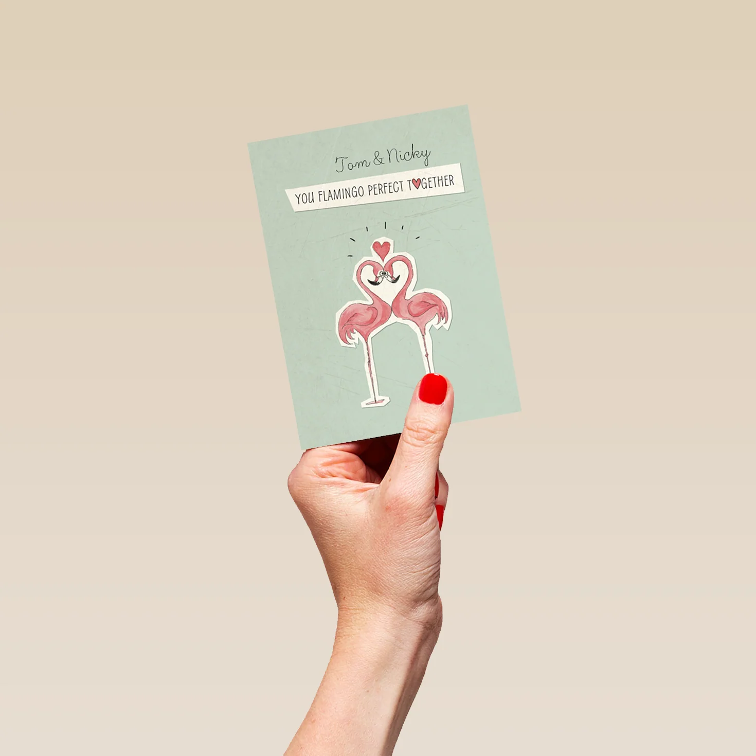 Personalised You're Perfect Together Flamingo Engagement Card - Image 4