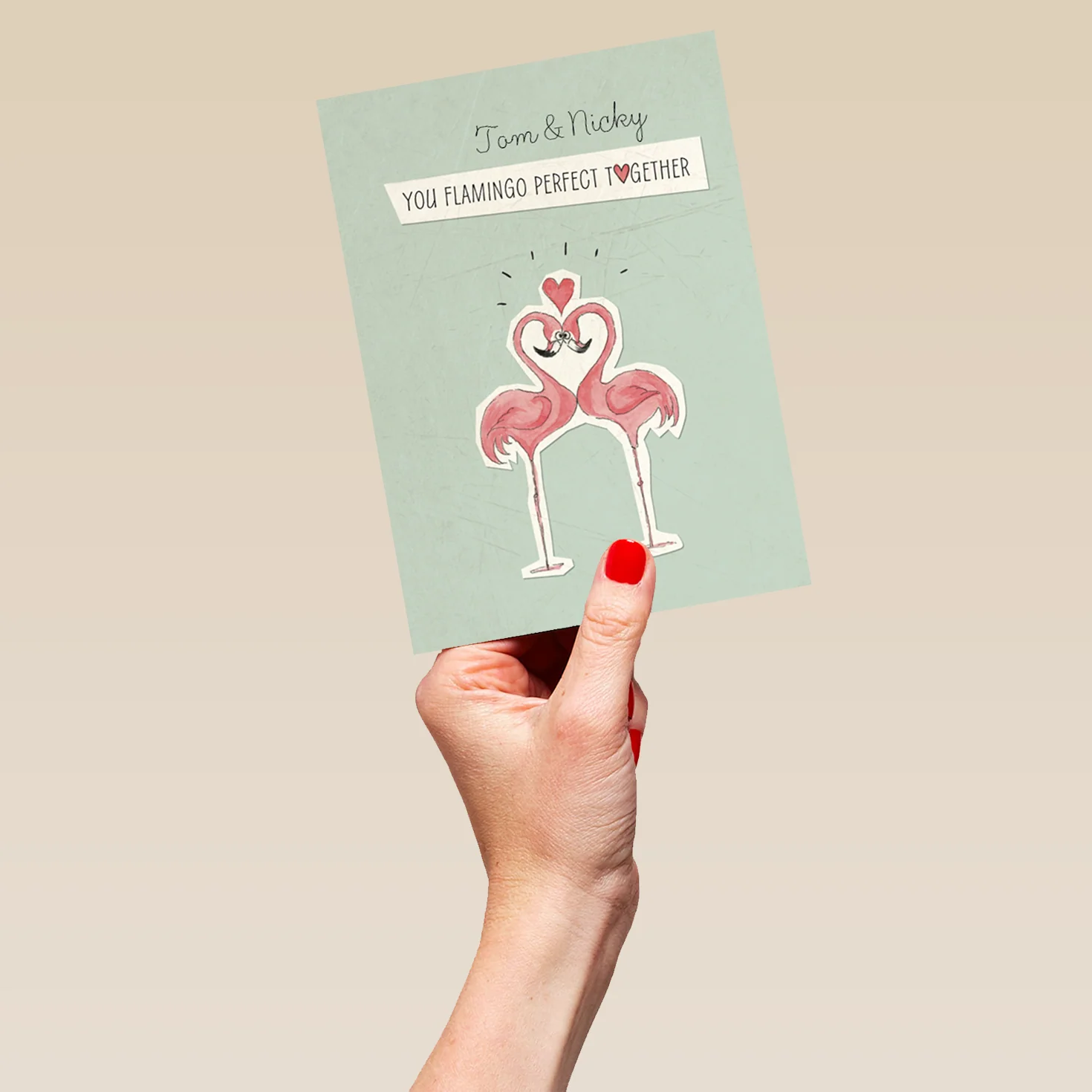 Personalised You're Perfect Together Flamingo Engagement Card - Image 5