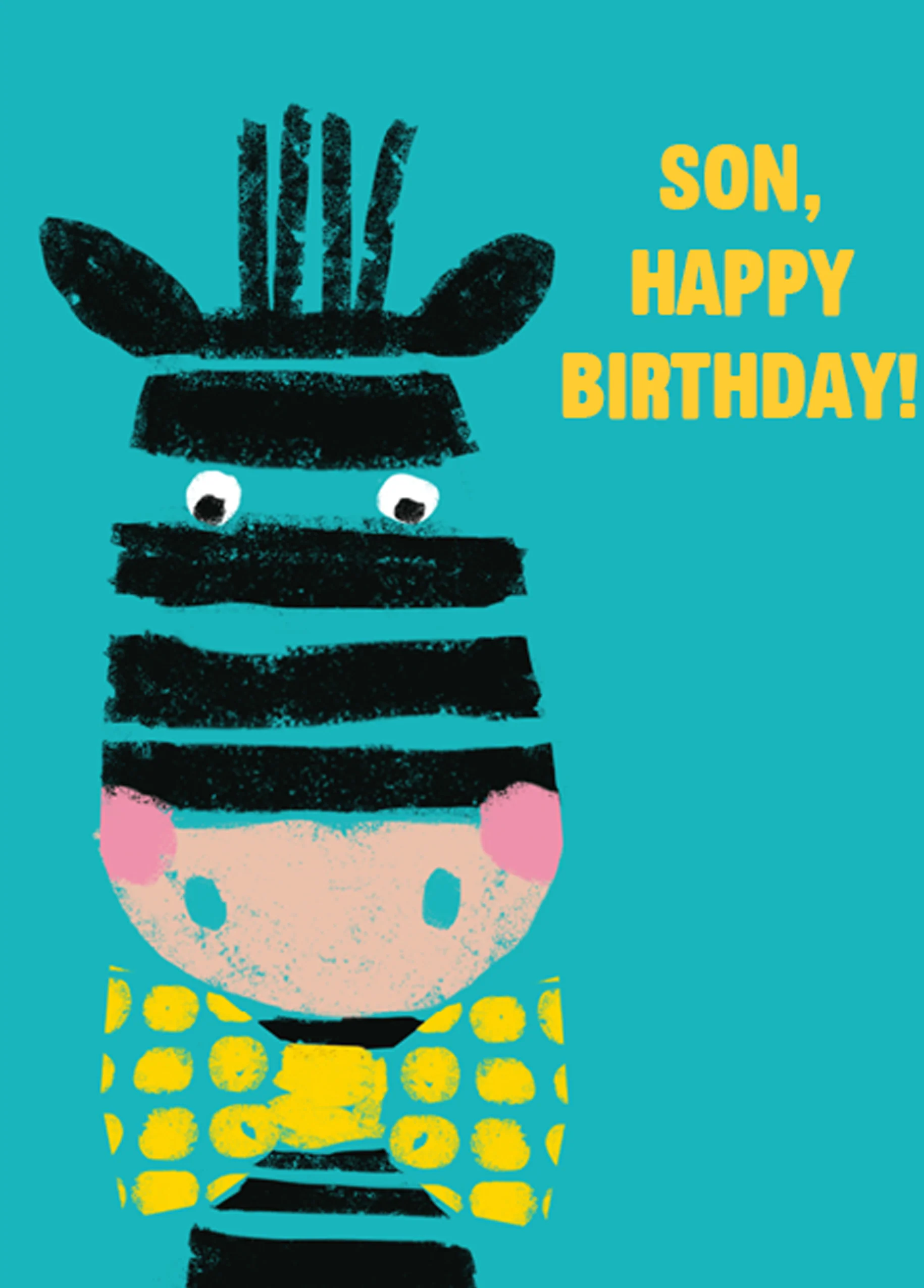 Personalised Zebra Son Birthday Card