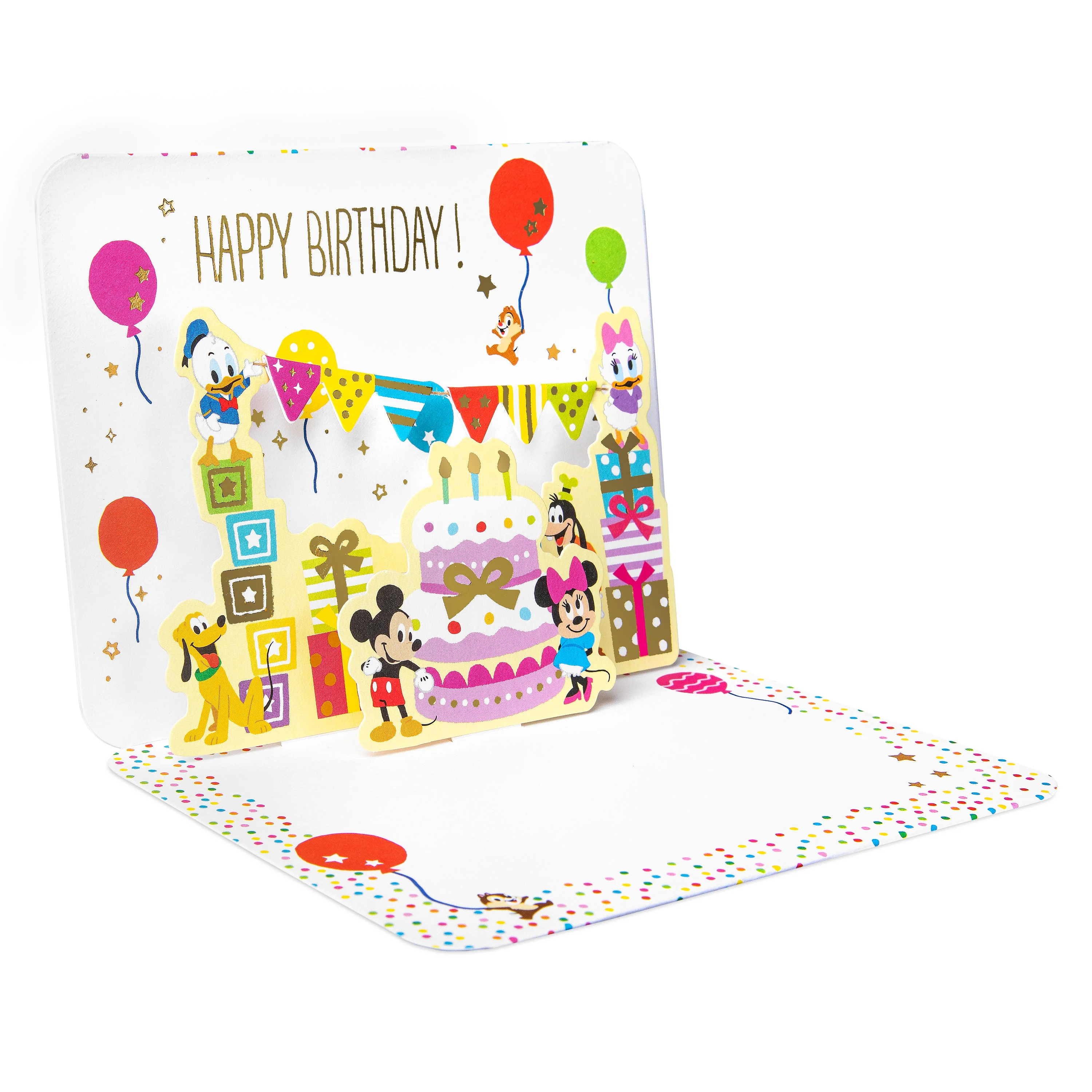 Pop-up Birthday Card - 3D Disney Mickey & Minnie Pop-Up Birthday Scene Design