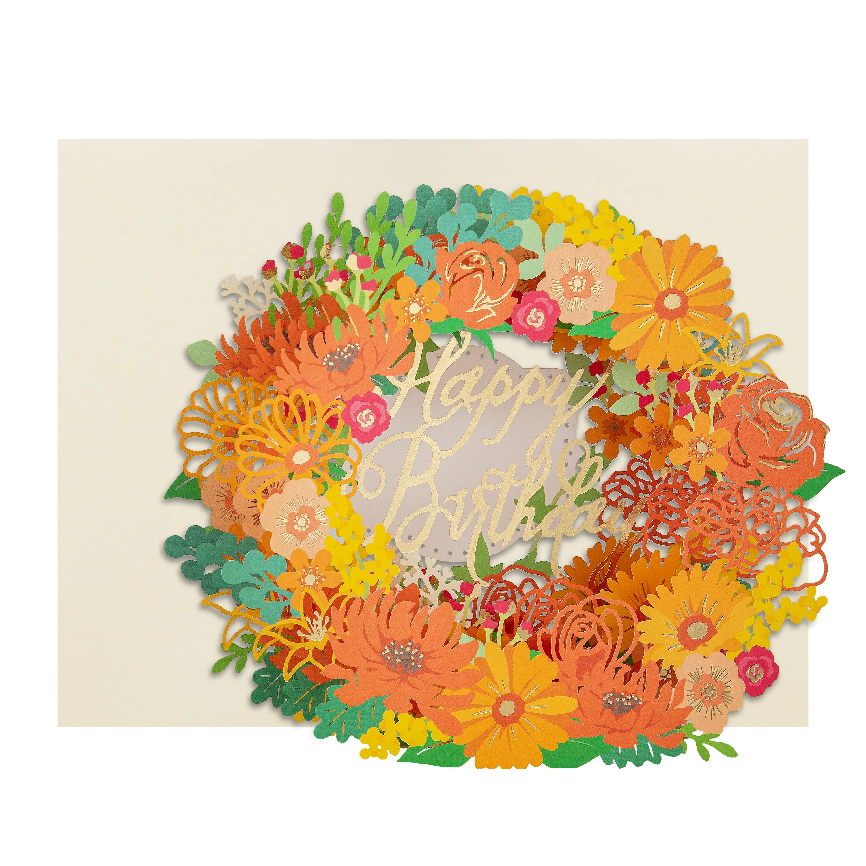 Pop-Up Birthday Card - 3D Laser Cut Pop-Up Floral Wreath Design - Image 2