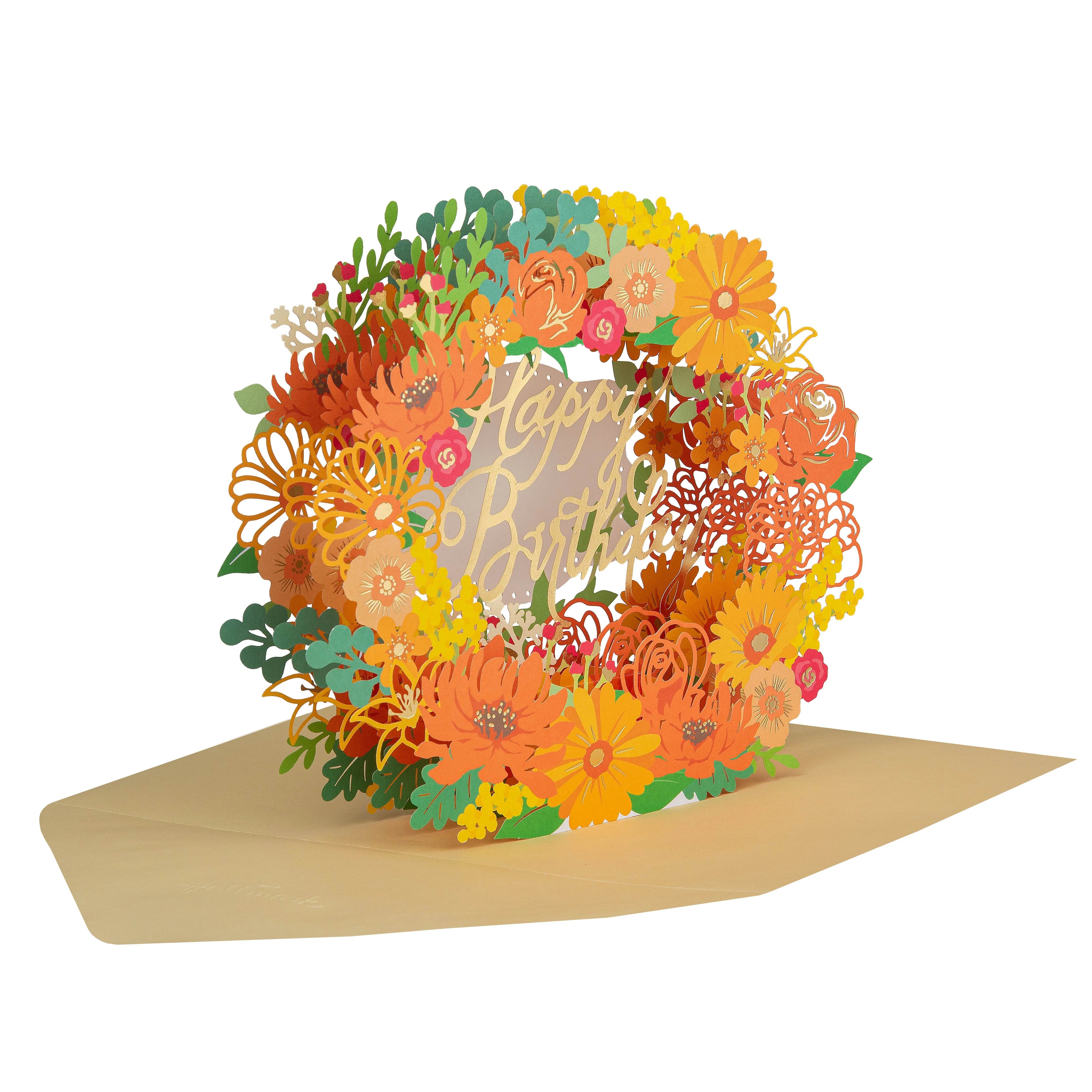 Pop-Up Birthday Card - 3D Laser Cut Pop-Up Floral Wreath Design - Image 6