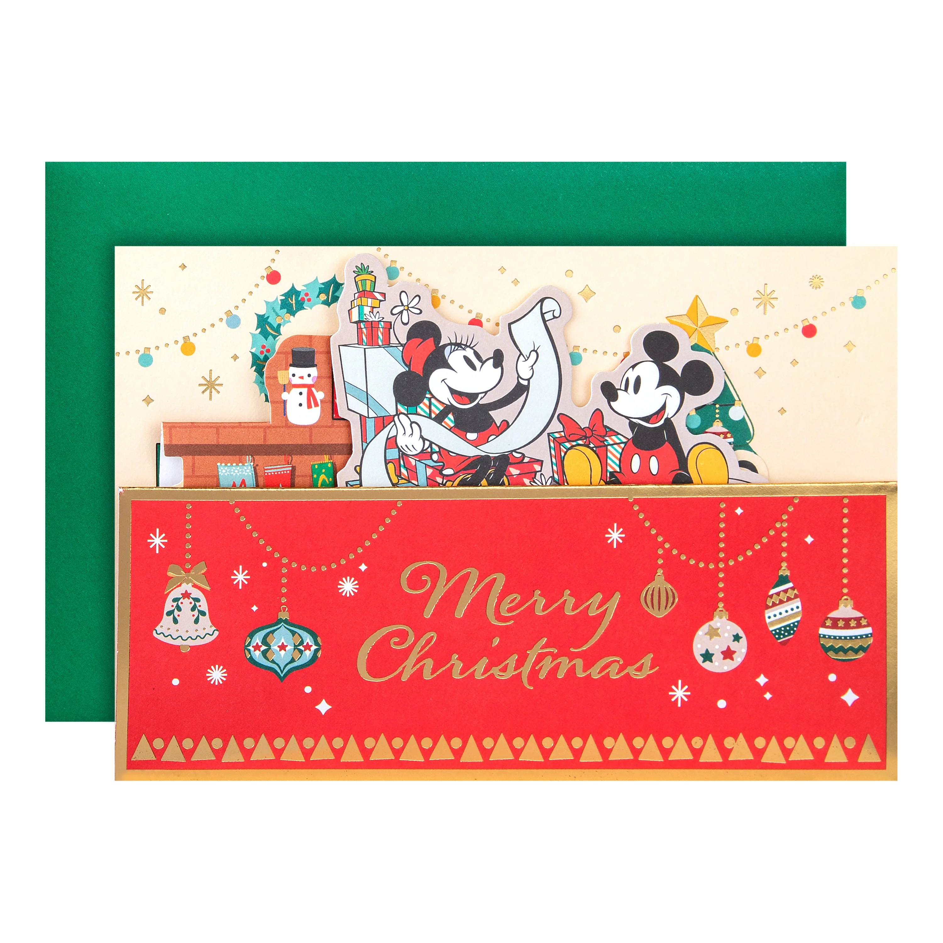 Pop-Up Christmas Card - 3D Disney Mickey & Minnie Pop-Up Christmas Scene - Image 2