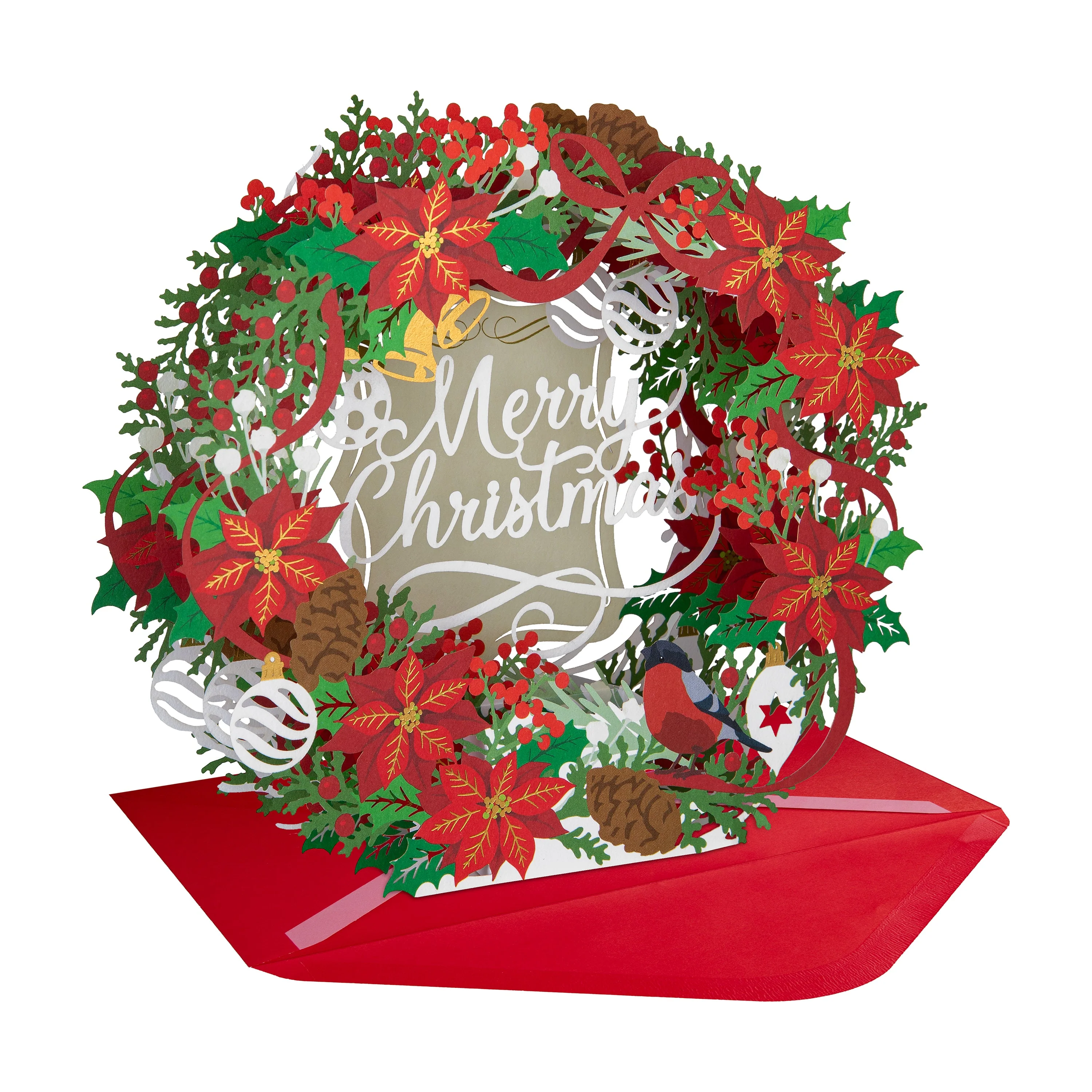 Pop-Up Christmas Card - 3D Laser Cut Pop-Up Floral Wreath Design - Image 6