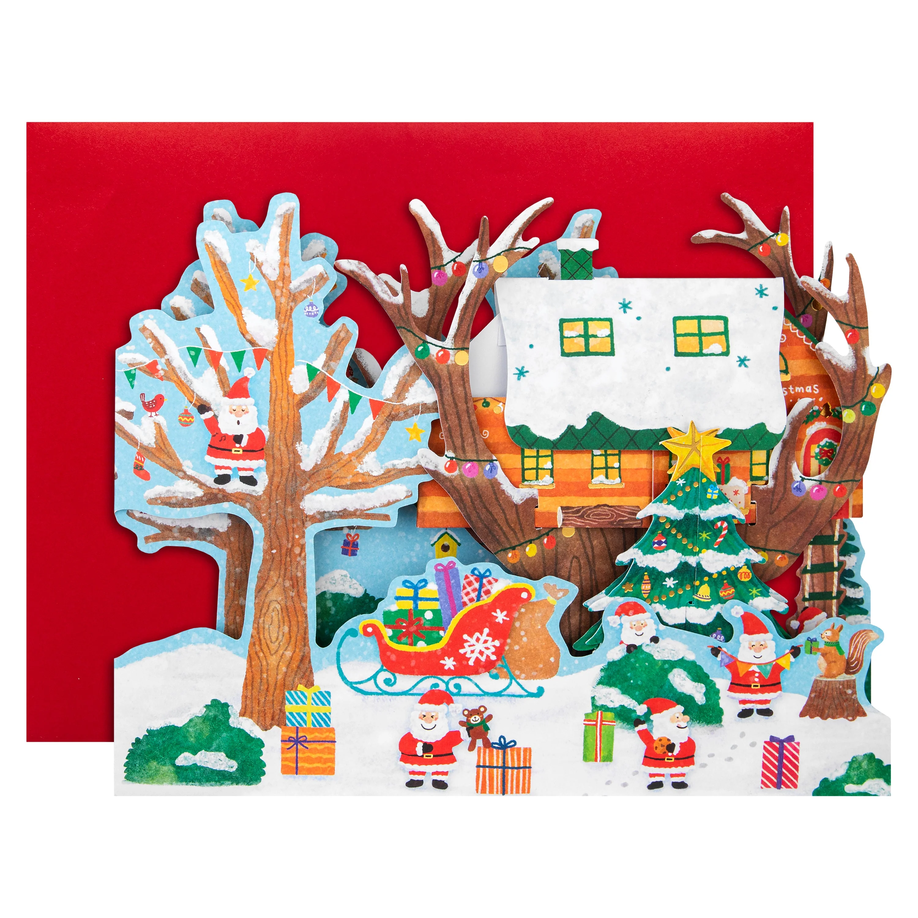 Pop-Up Christmas Card - 3D Pop-Up Festive Treehouse Scene - Image 2