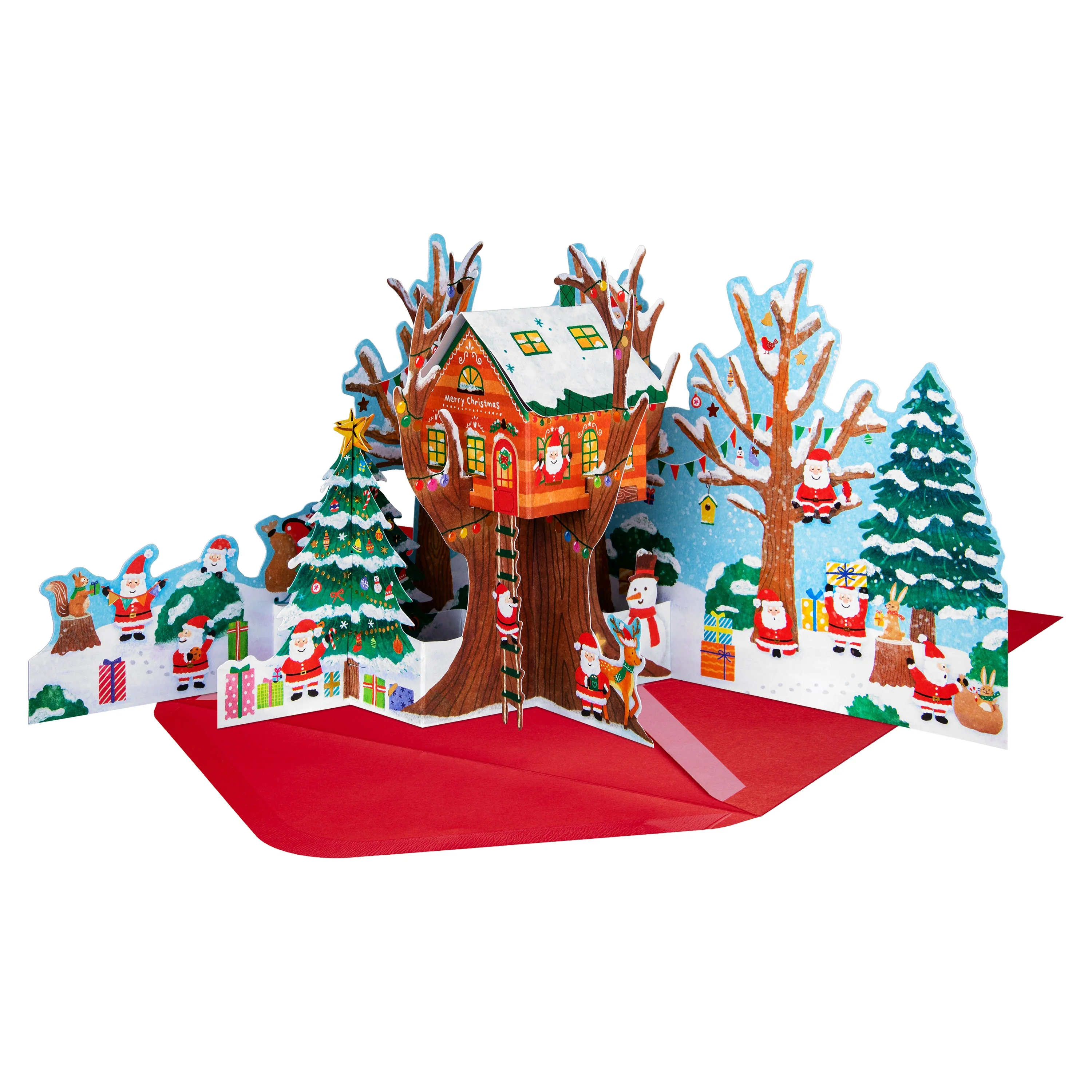 Pop-Up Christmas Card - 3D Pop-Up Festive Treehouse Scene - Image 6