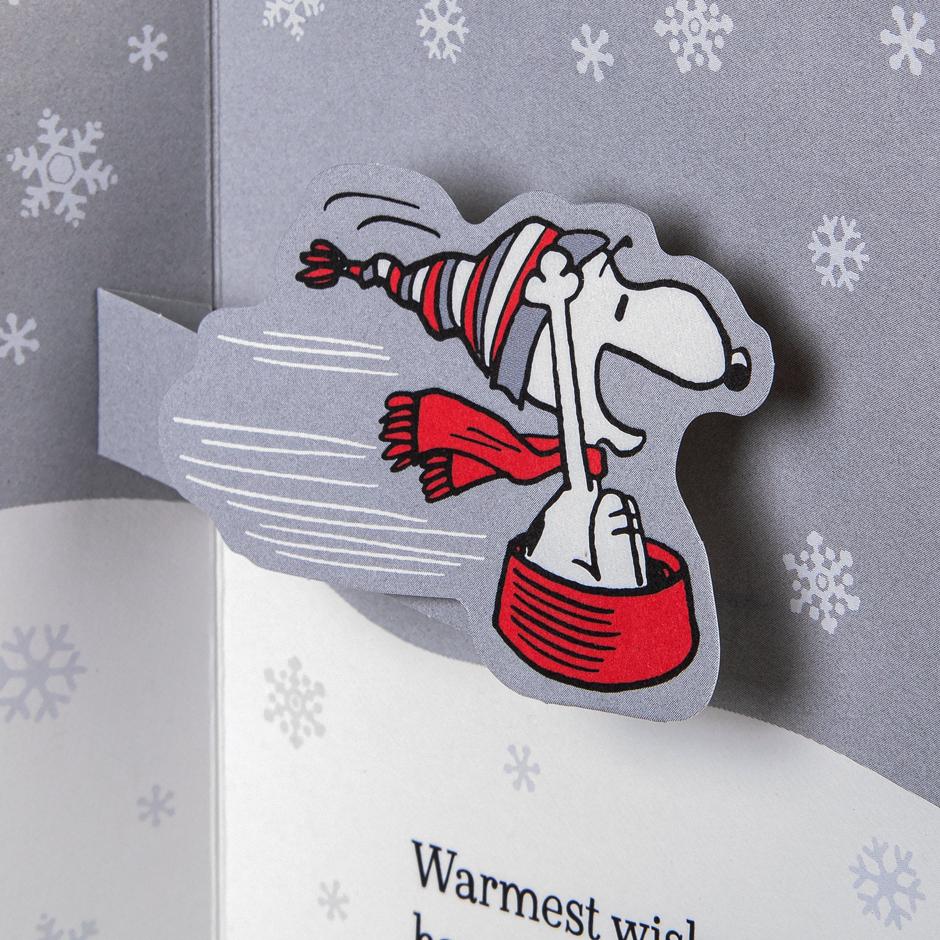 Pop-Up Christmas Card - 3D Pop-Up PEANUTS™ SNOOPY Card, SNOOPY Tobogganing Scene - Image 3