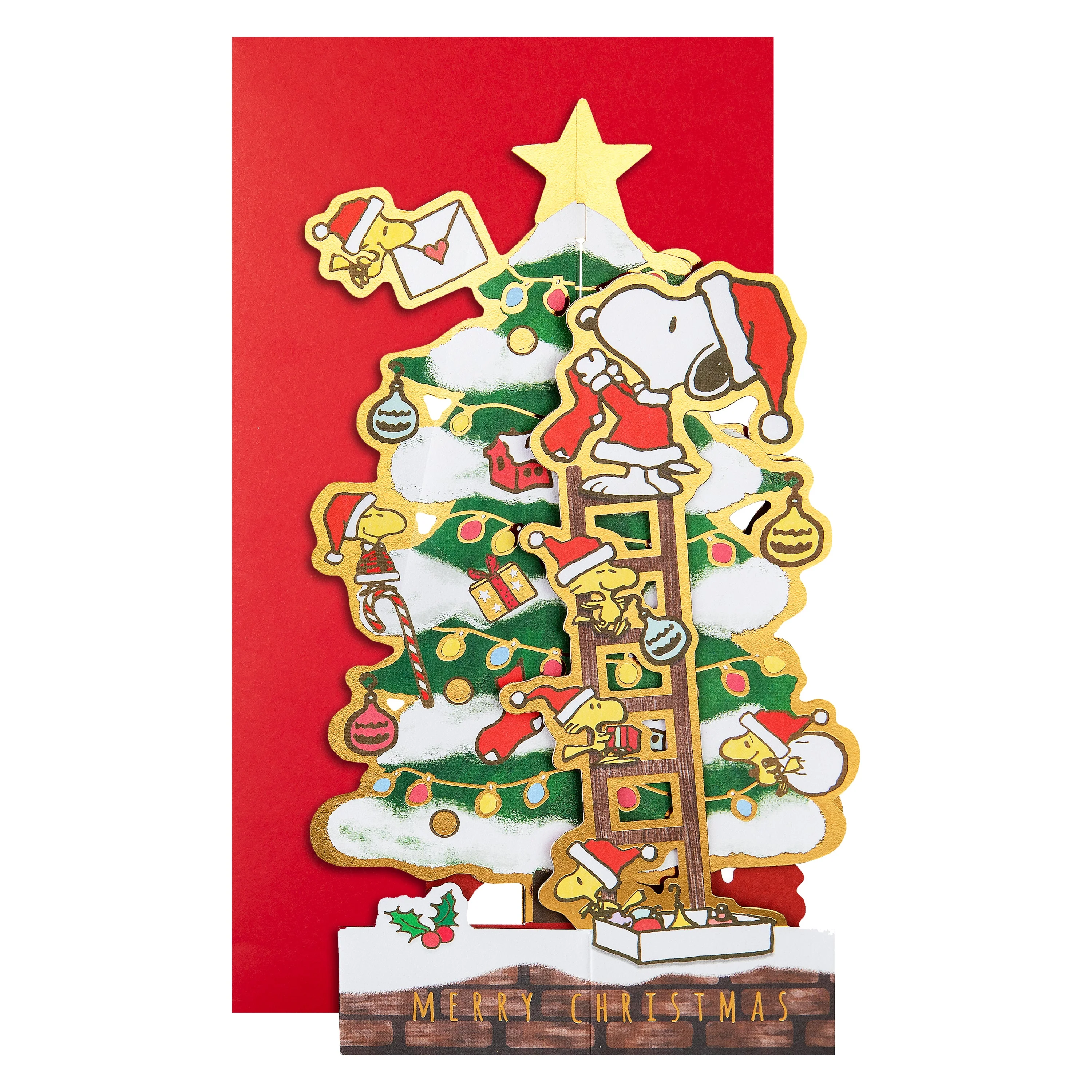 Pop-Up Christmas Card - 3D Pop-Up PEANUTS™ SNOOPY & WOODSTOCK Christmas Tree Design - Image 2
