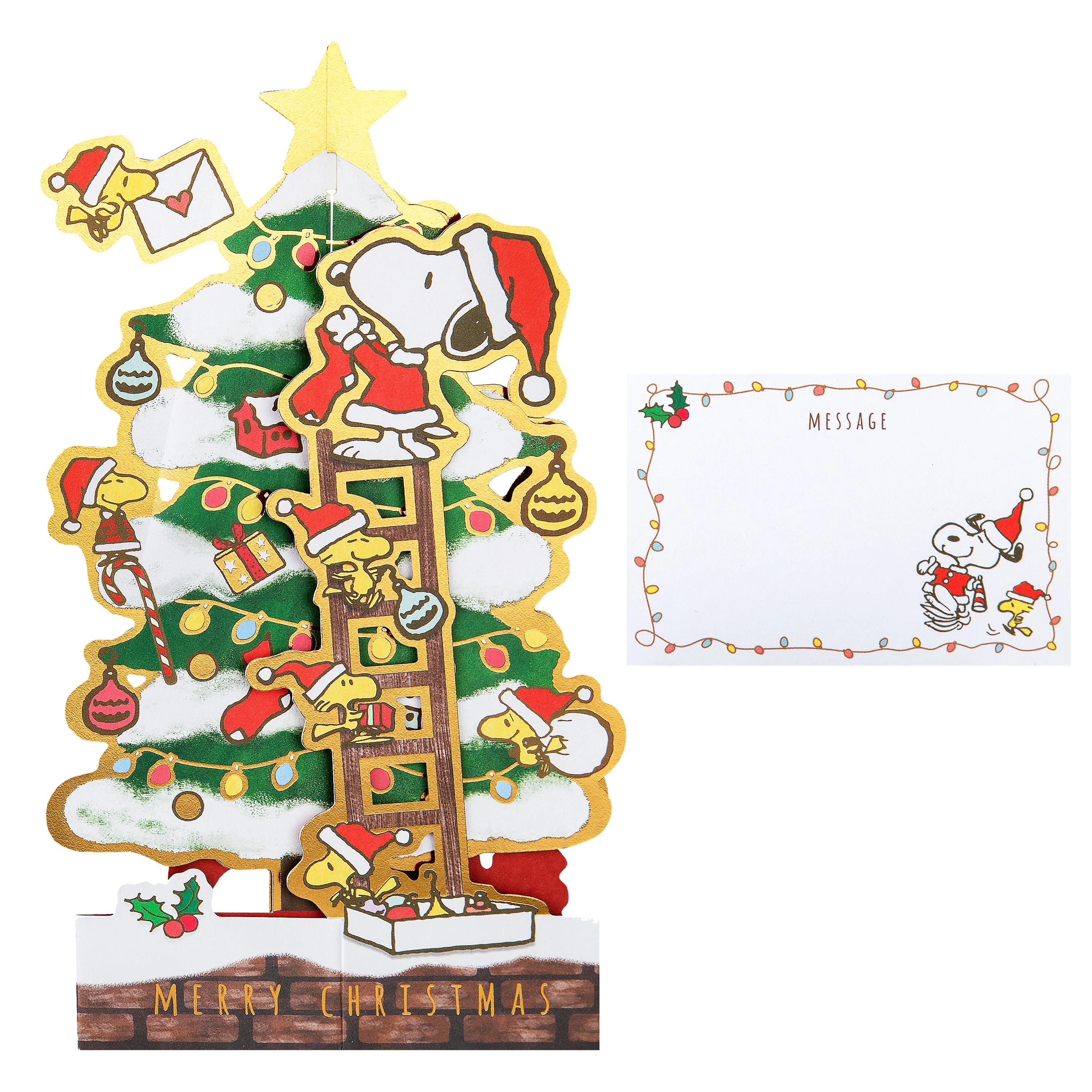 Pop-Up Christmas Card - 3D Pop-Up PEANUTS™ SNOOPY & WOODSTOCK Christmas Tree Design - Image 3