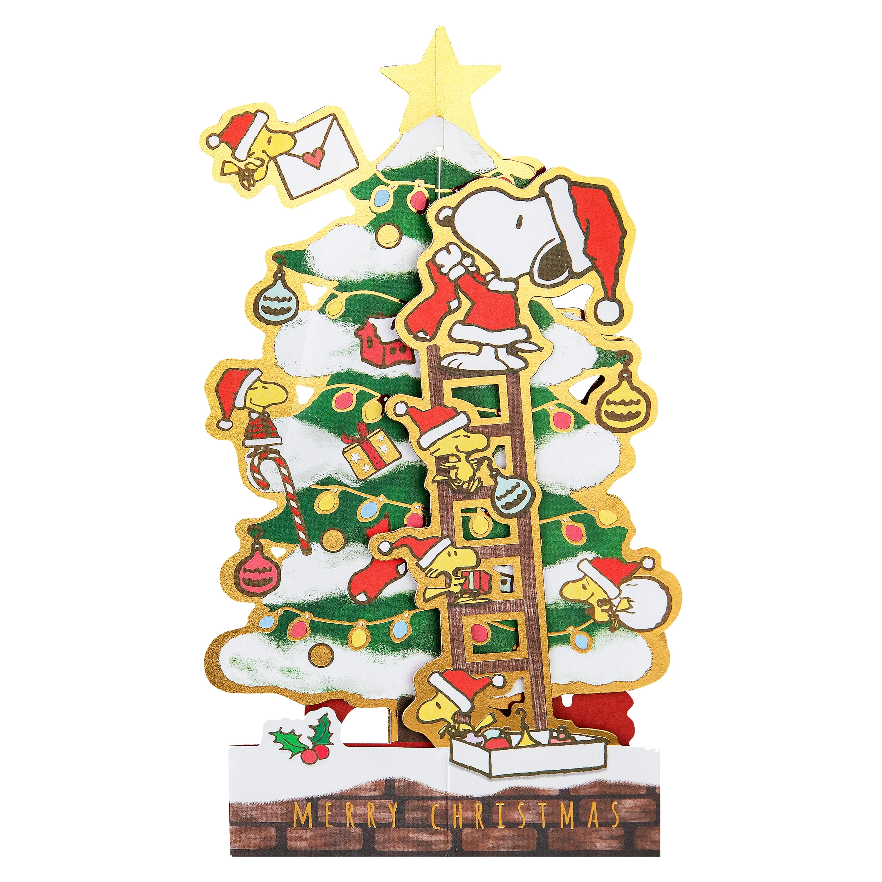 Pop-Up Christmas Card - 3D Pop-Up PEANUTS™ SNOOPY & WOODSTOCK Christmas Tree Design - Image 4