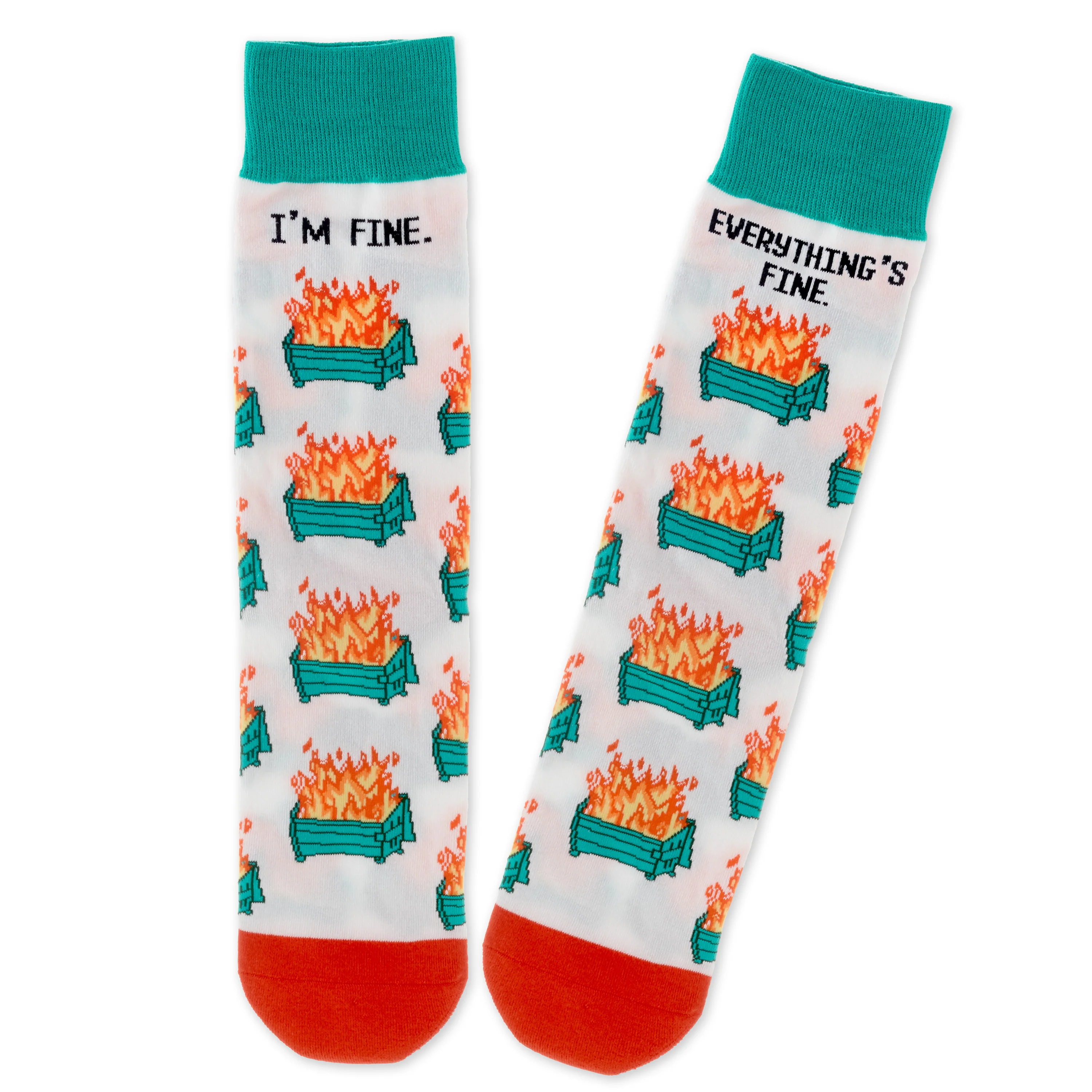 Shoebox Funny Pair of Socks - Dumpster Fires 'Everything's Fine'