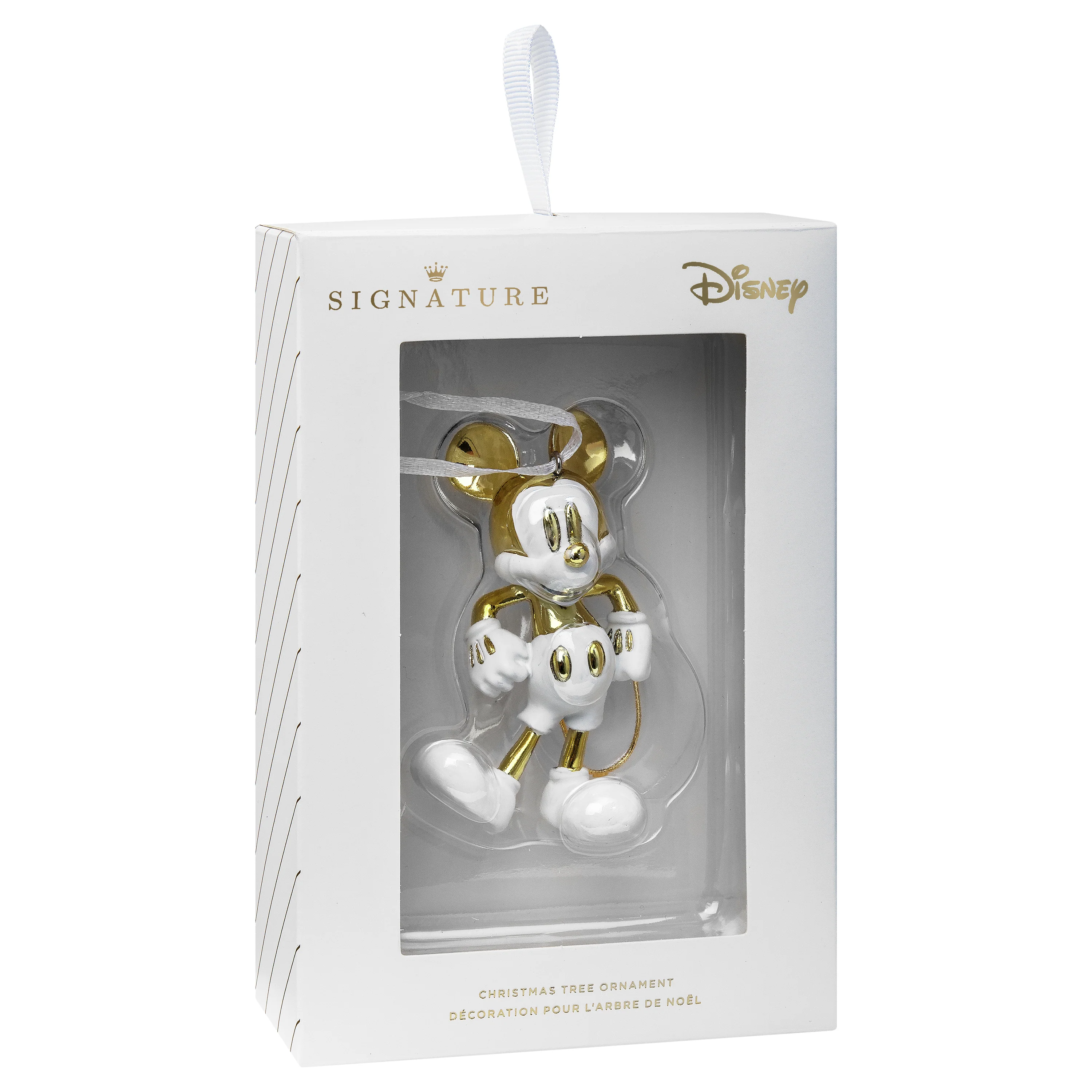 Signature Ceramic Disney Ornament - White & Gold Mickey Mouse Design