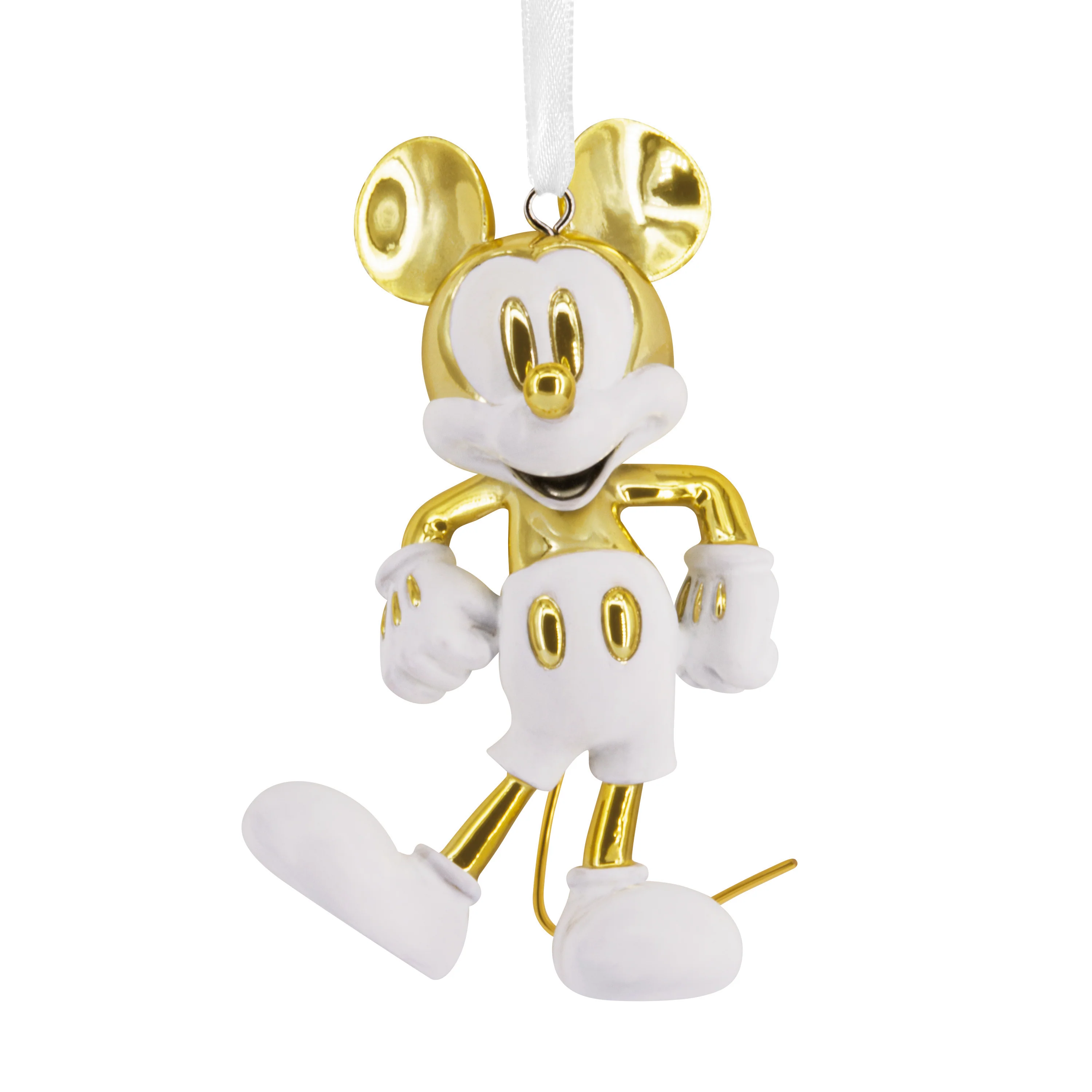 Signature Ceramic Disney Ornament - White & Gold Mickey Mouse Design - Image 2