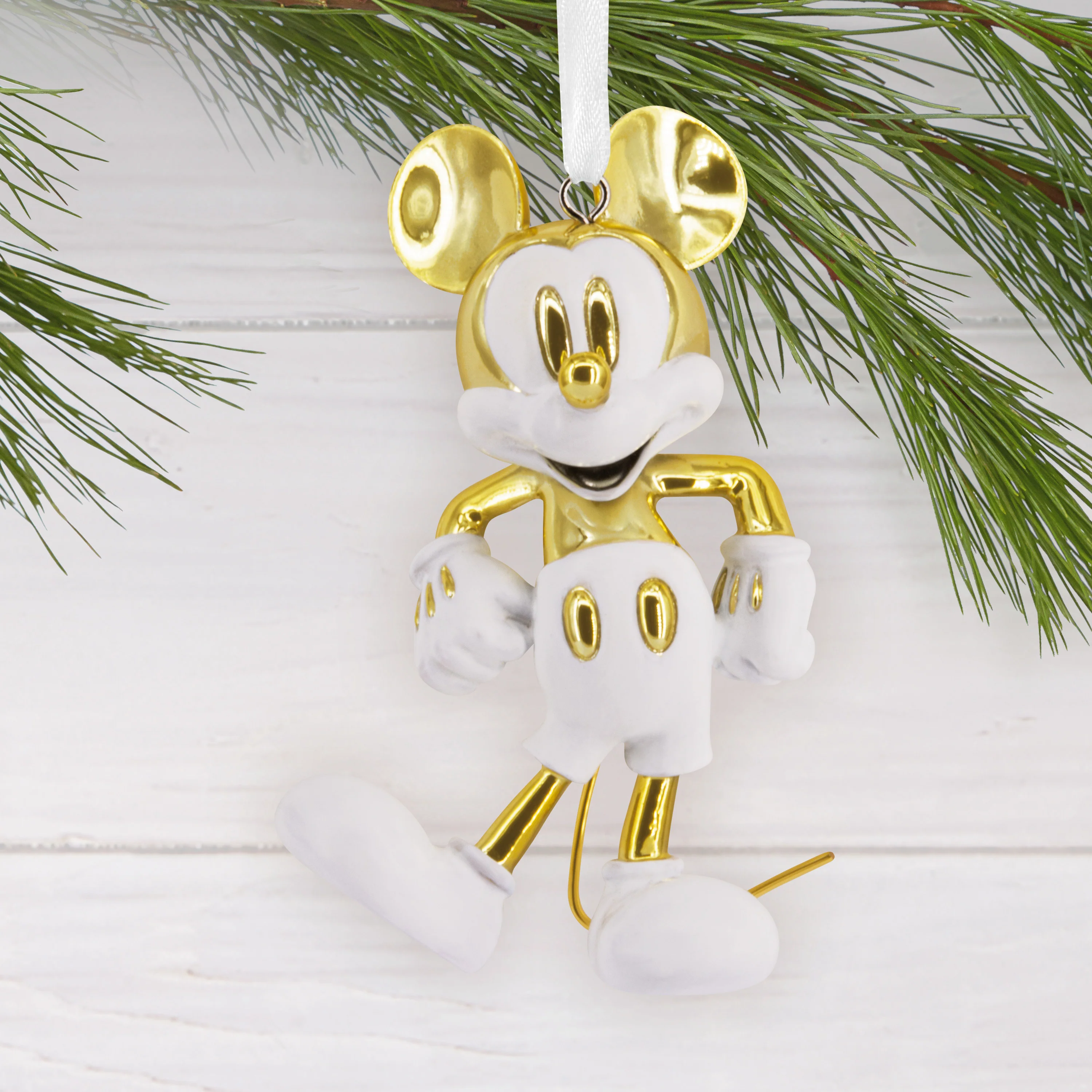 Signature Ceramic Disney Ornament - White & Gold Mickey Mouse Design - Image 6