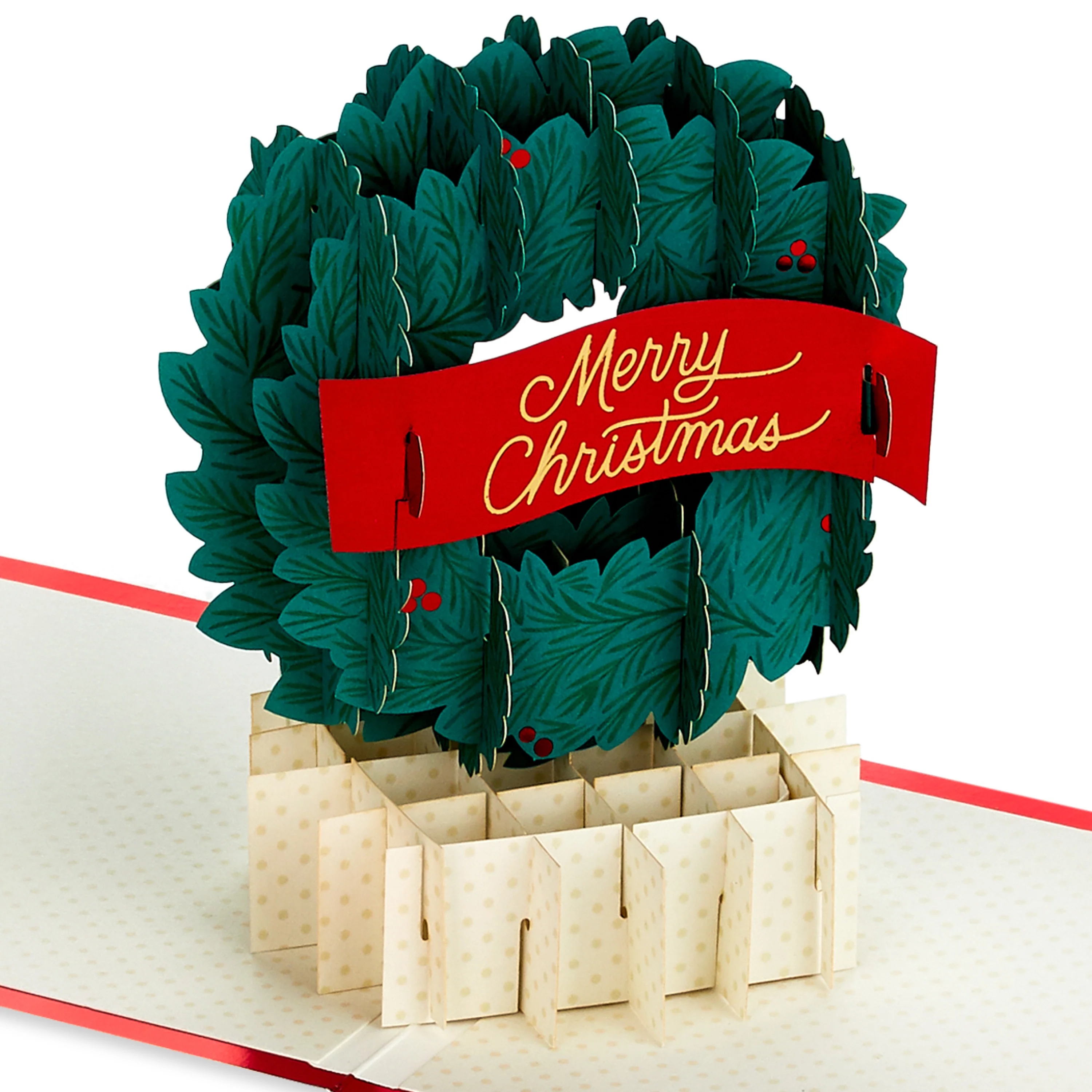 Signature Paper Wonder Christmas Card - 3D Pop Up Wreath Design
