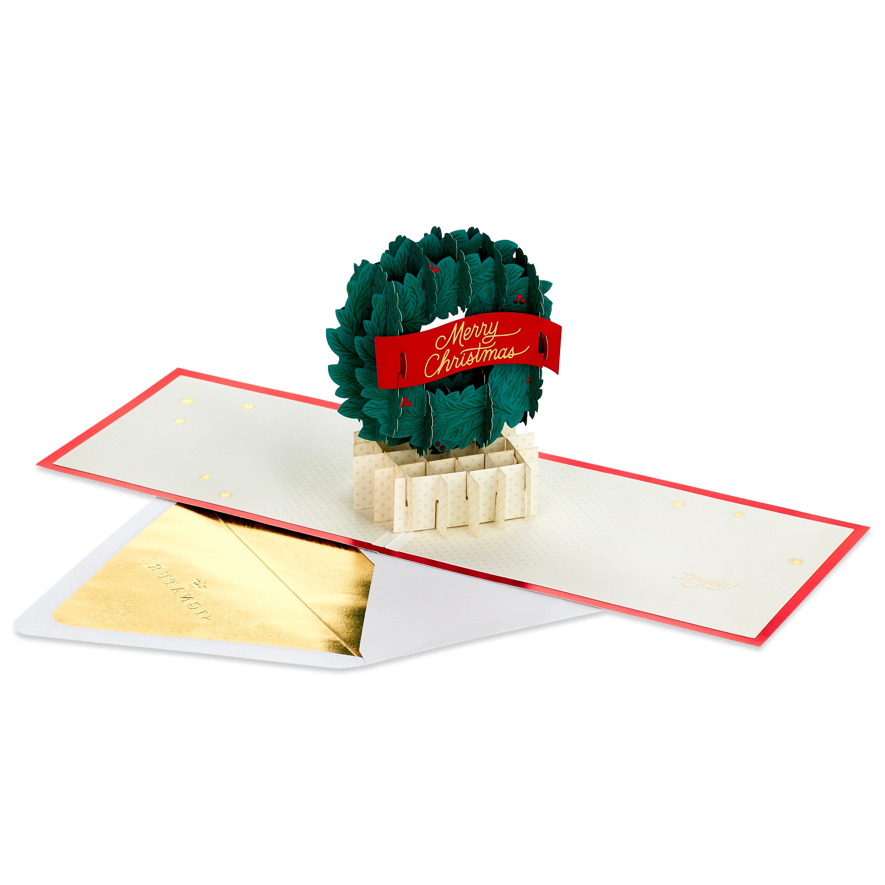 Signature Paper Wonder Christmas Card - 3D Pop Up Wreath Design - Image 2